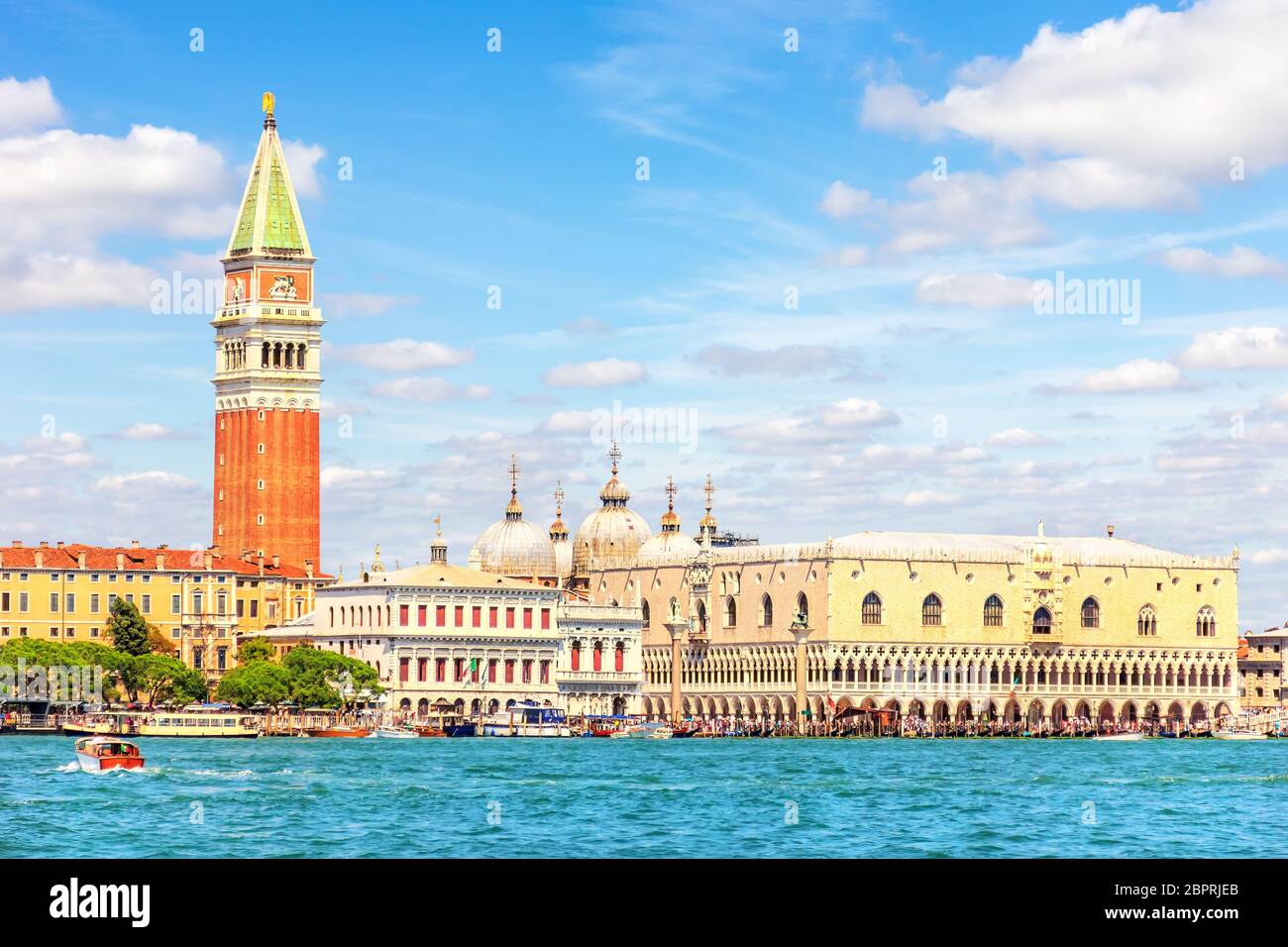 Piazza San Marco and Doge's Palace, view from the lagoon, Venice, Italy. Stock Photo