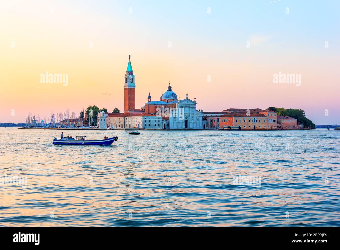 San Giorgio Maggiore in Venice at sunrise, Italy. Stock Photo
