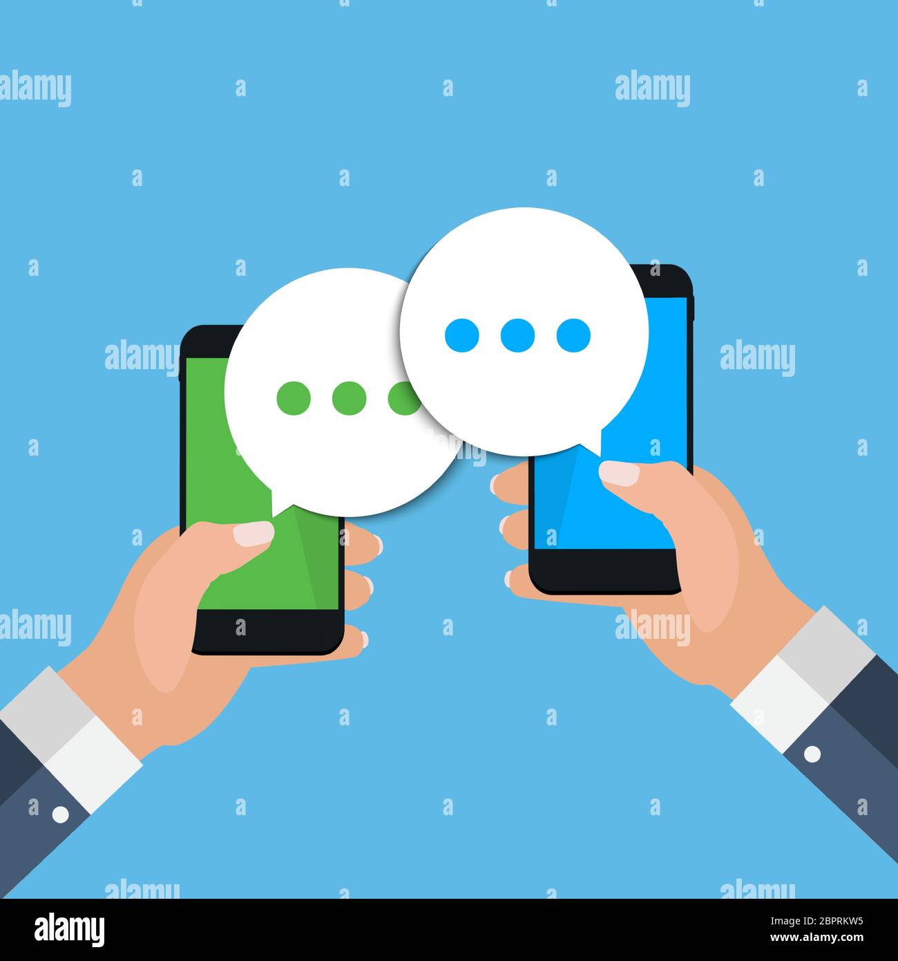 Chat message bubbles on smartphone screen, social networ concept. Vector illustration Stock Vector