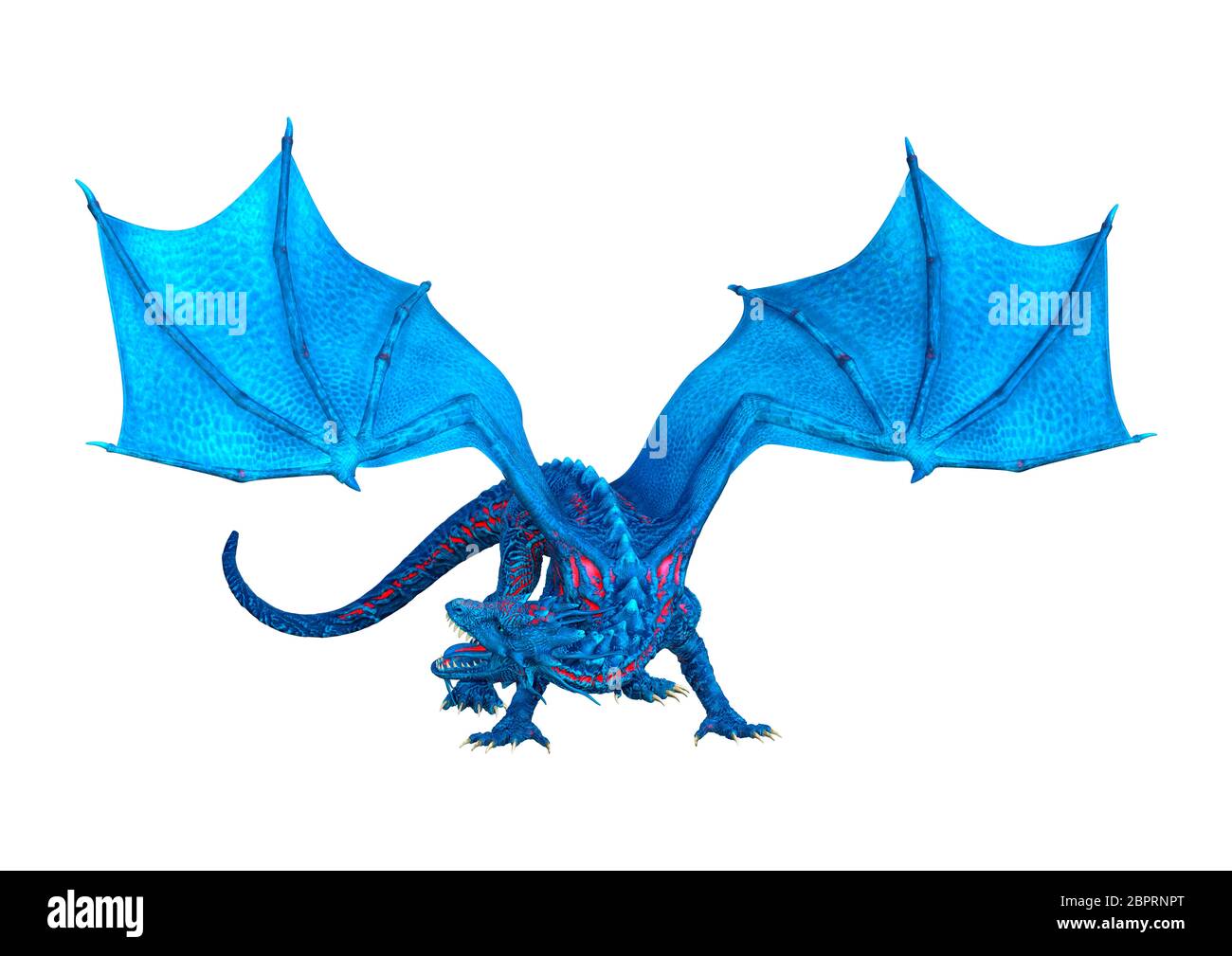 3D rendering of a blue fantasy dragon isolated on white background ...