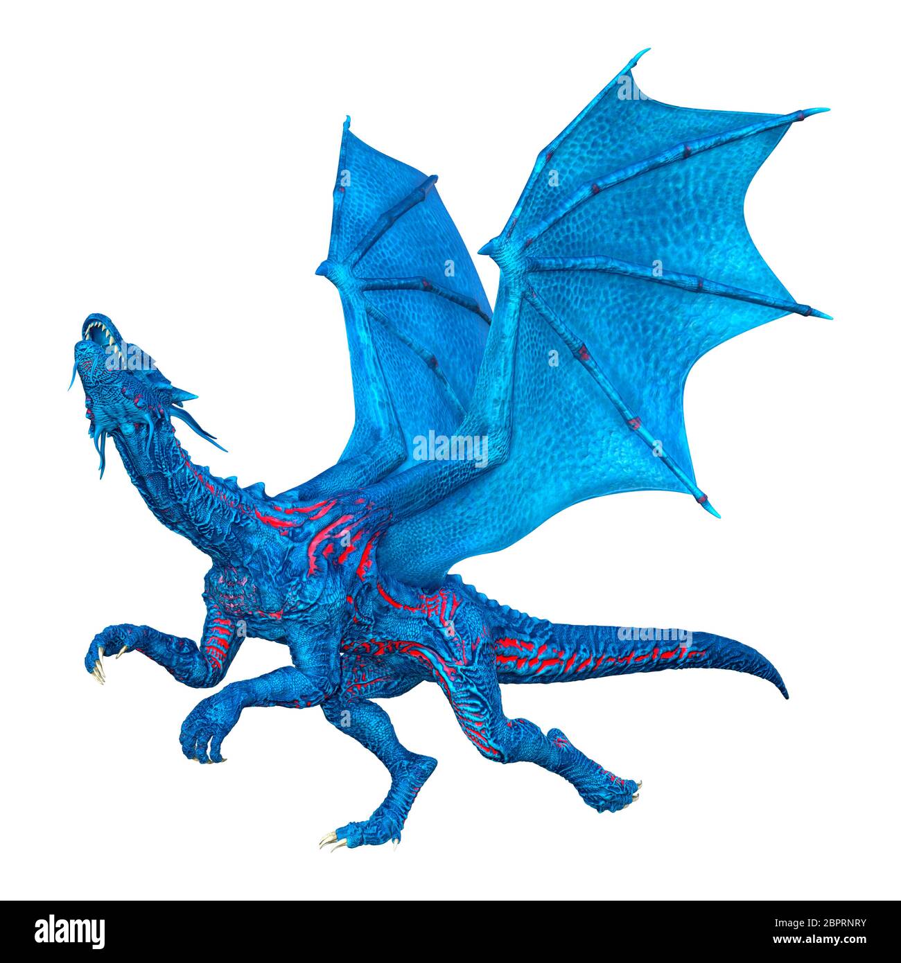 3D rendering of a blue fantasy dragon isolated on white background ...