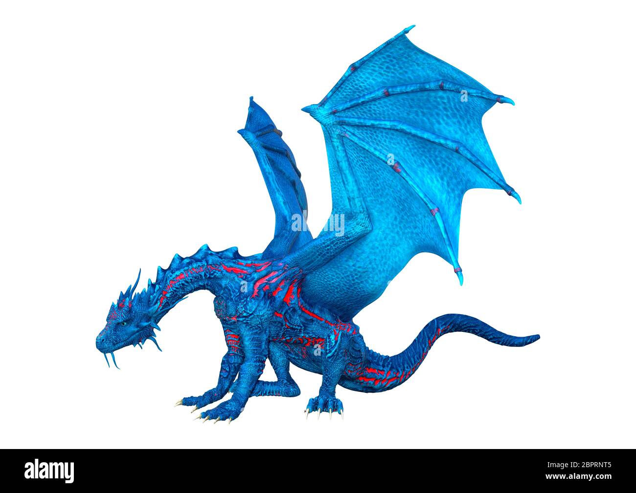 3D rendering of a blue fantasy dragon isolated on white background ...