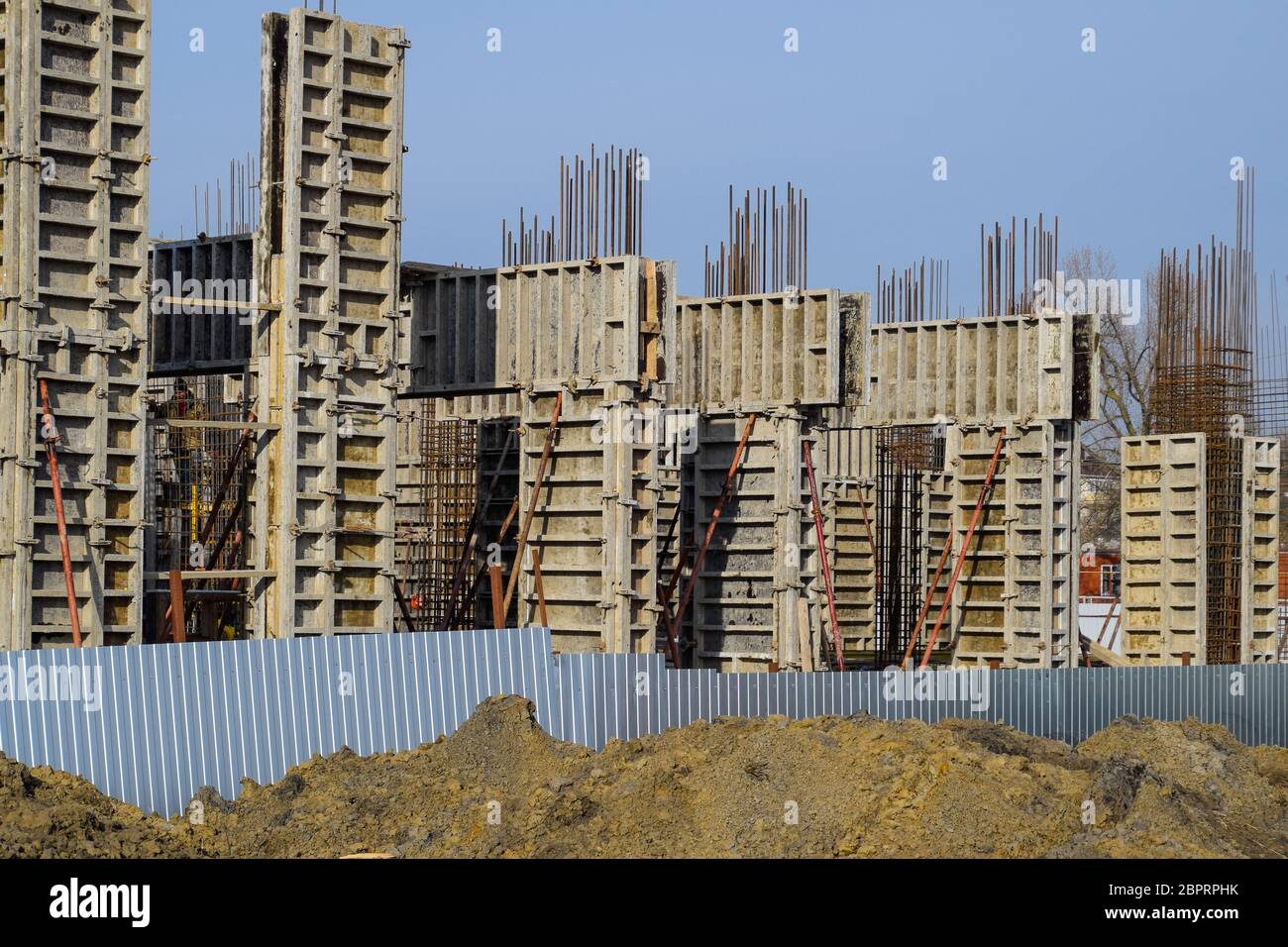 Construction of a residential building, reinforced concrete structures