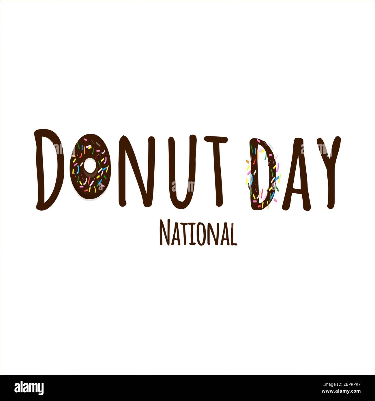 National Donut day text in cartoon style isolated on white Stock Vector