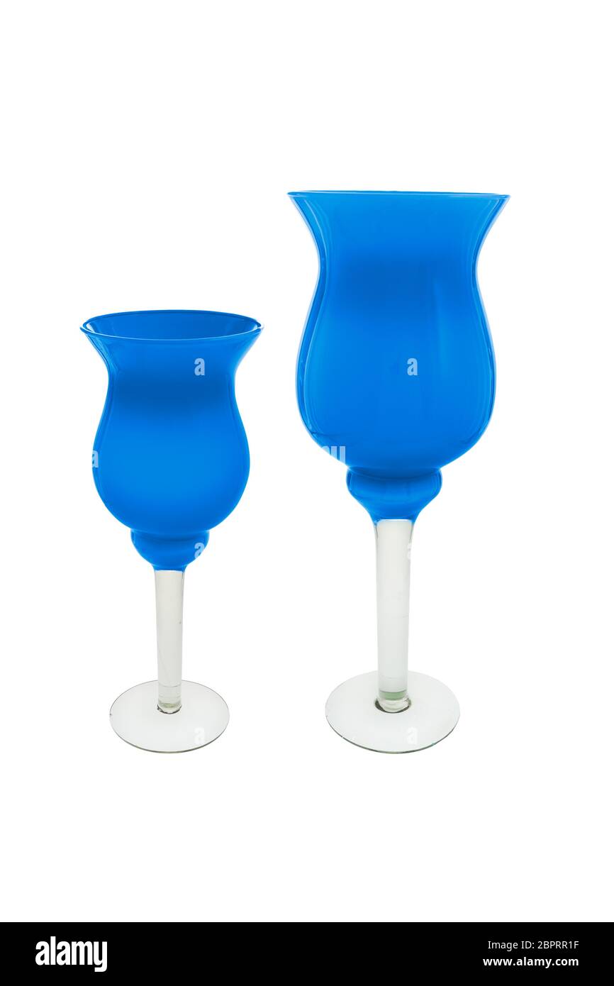 Elegant color glass vase isolated on a white background (glass, empty