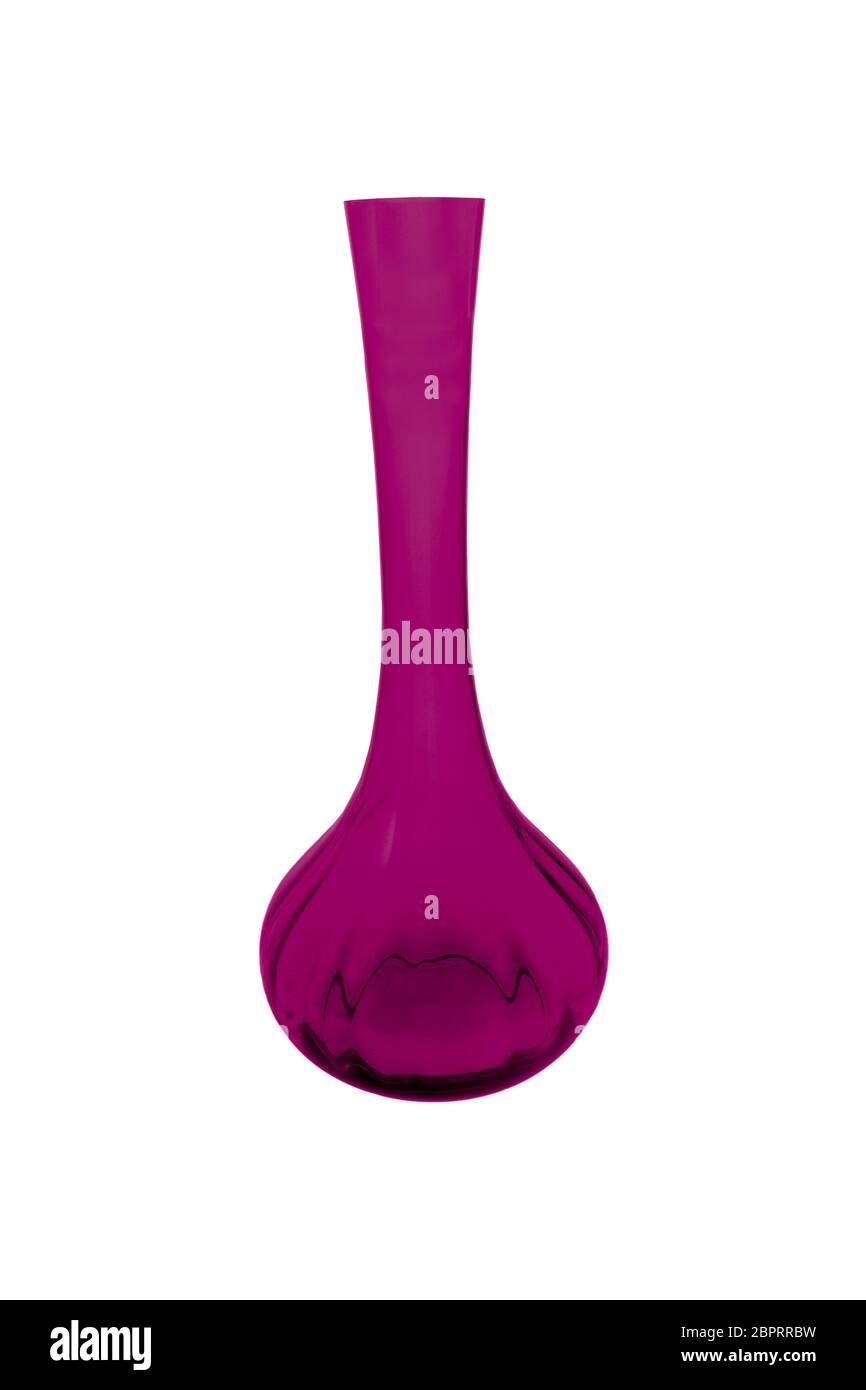 Elegant color glass vase isolated on a white background (glass, empty