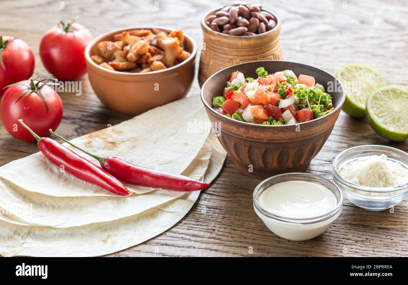 Ingredients for burrito Stock Photo Alamy