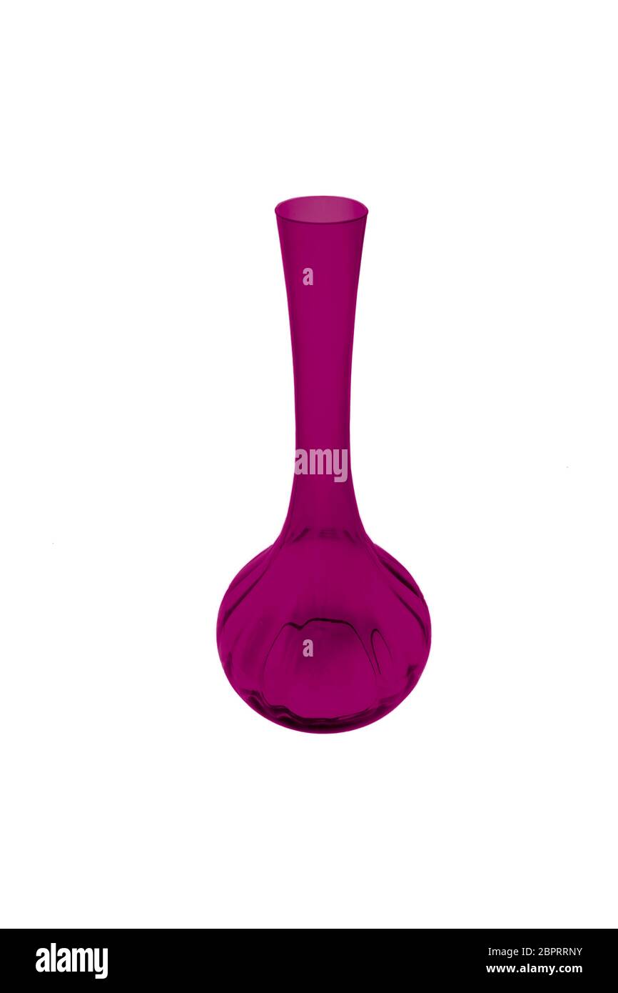 Elegant color glass vase isolated on a white background (glass, empty