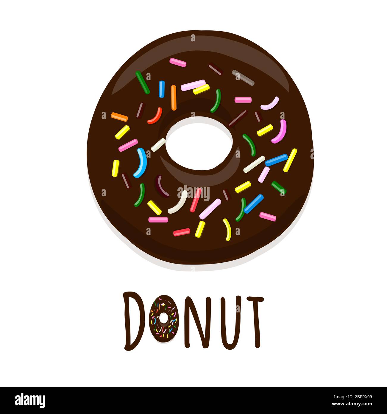 Vector illustration of donut in chocolate glaze on a white Stock Vector