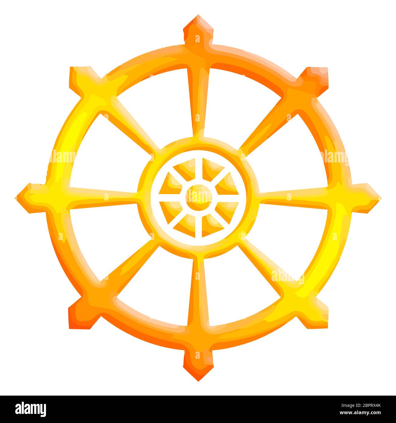 chakra buddhism wheel of dharma yellow illustration Stock Photo