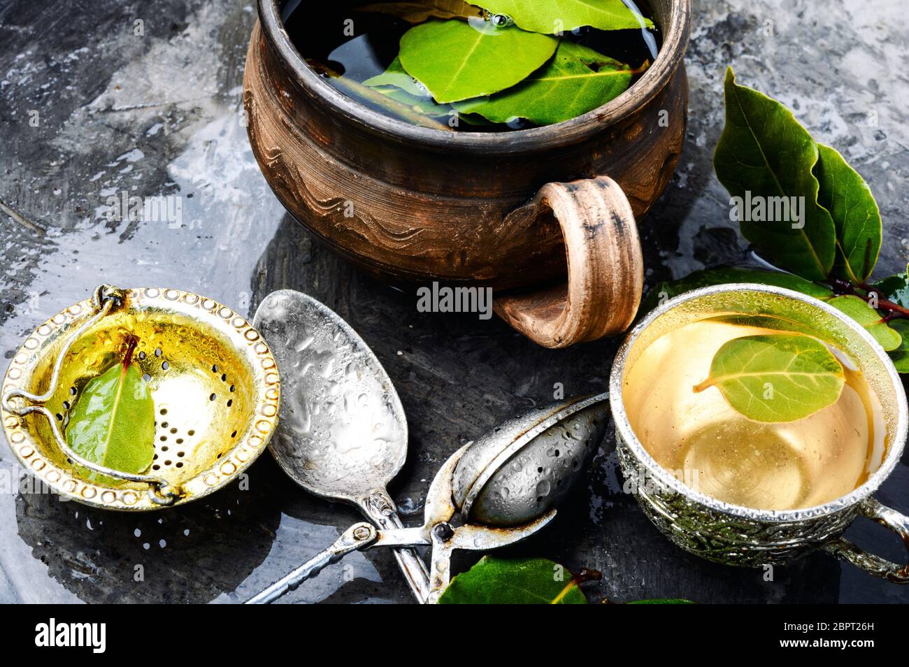 Delicious tea with bay leaf.Herbal tea with bay leaf Stock Photo Alamy