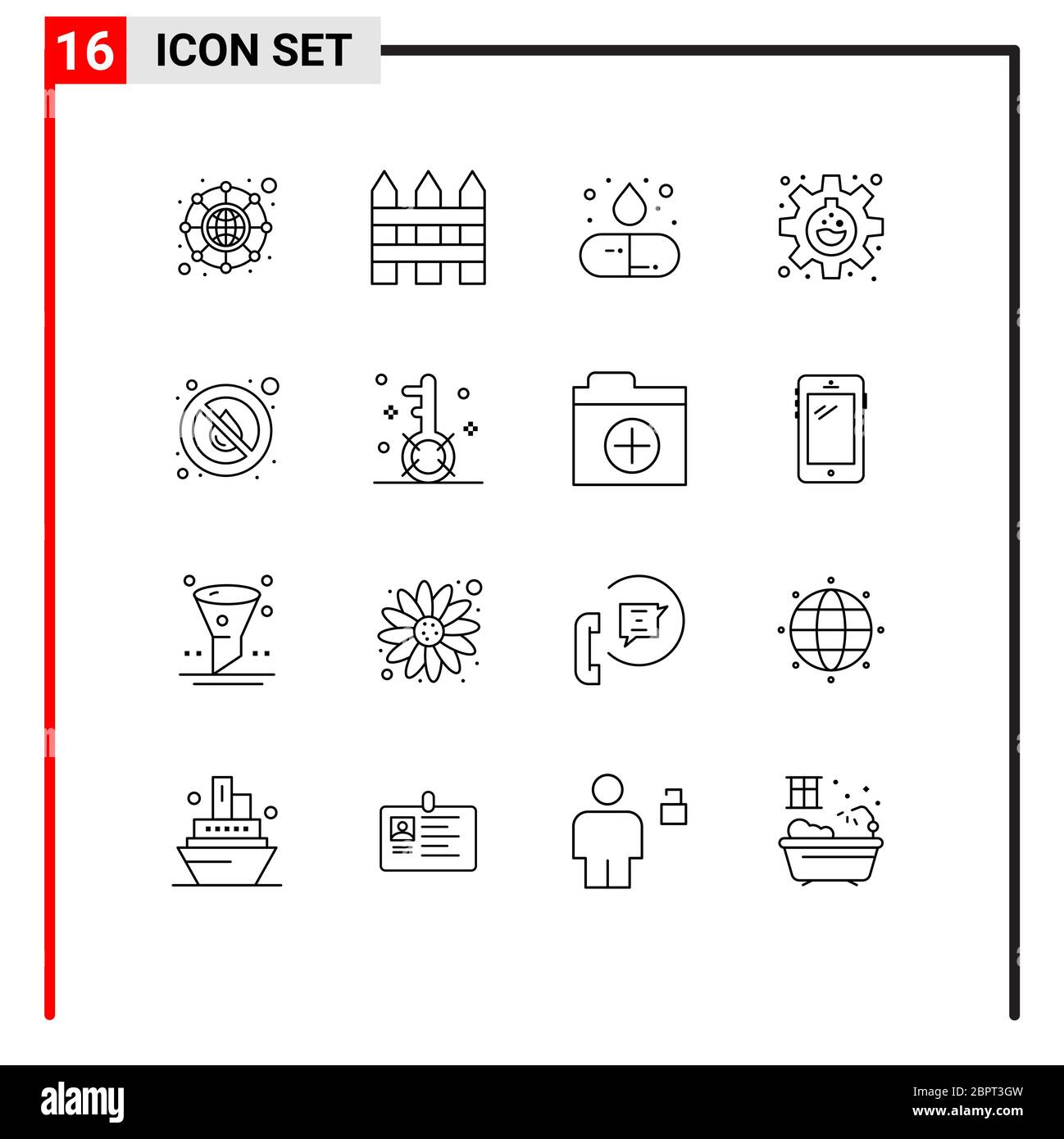 16 Thematic Vector Outlines and Editable Symbols of rain, drop, drug, research, flask Editable Vector Design Elements Stock Vector