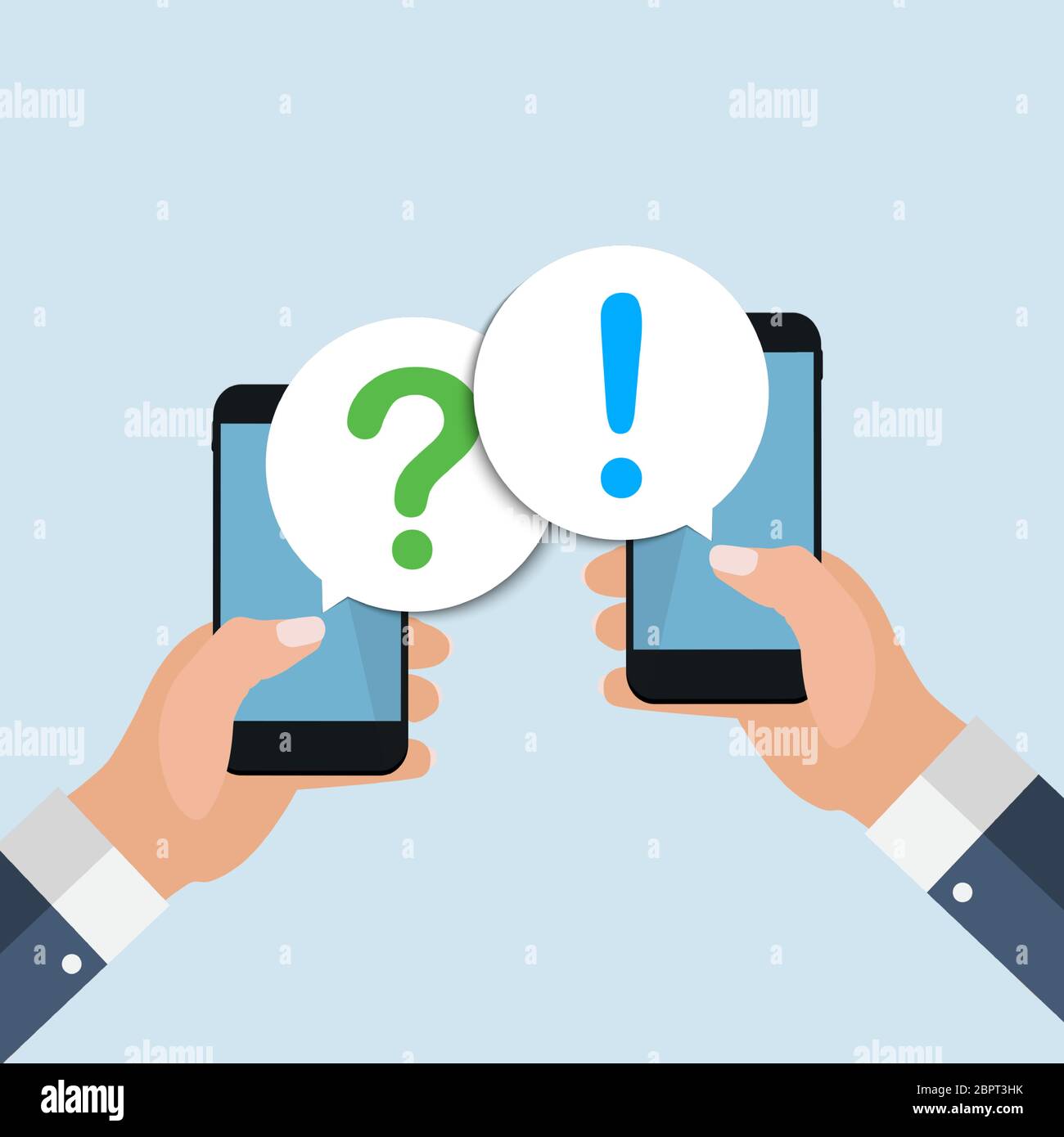 Chat message bubbles on smartphone screen, social networ concept. Vector illustration Stock Vector