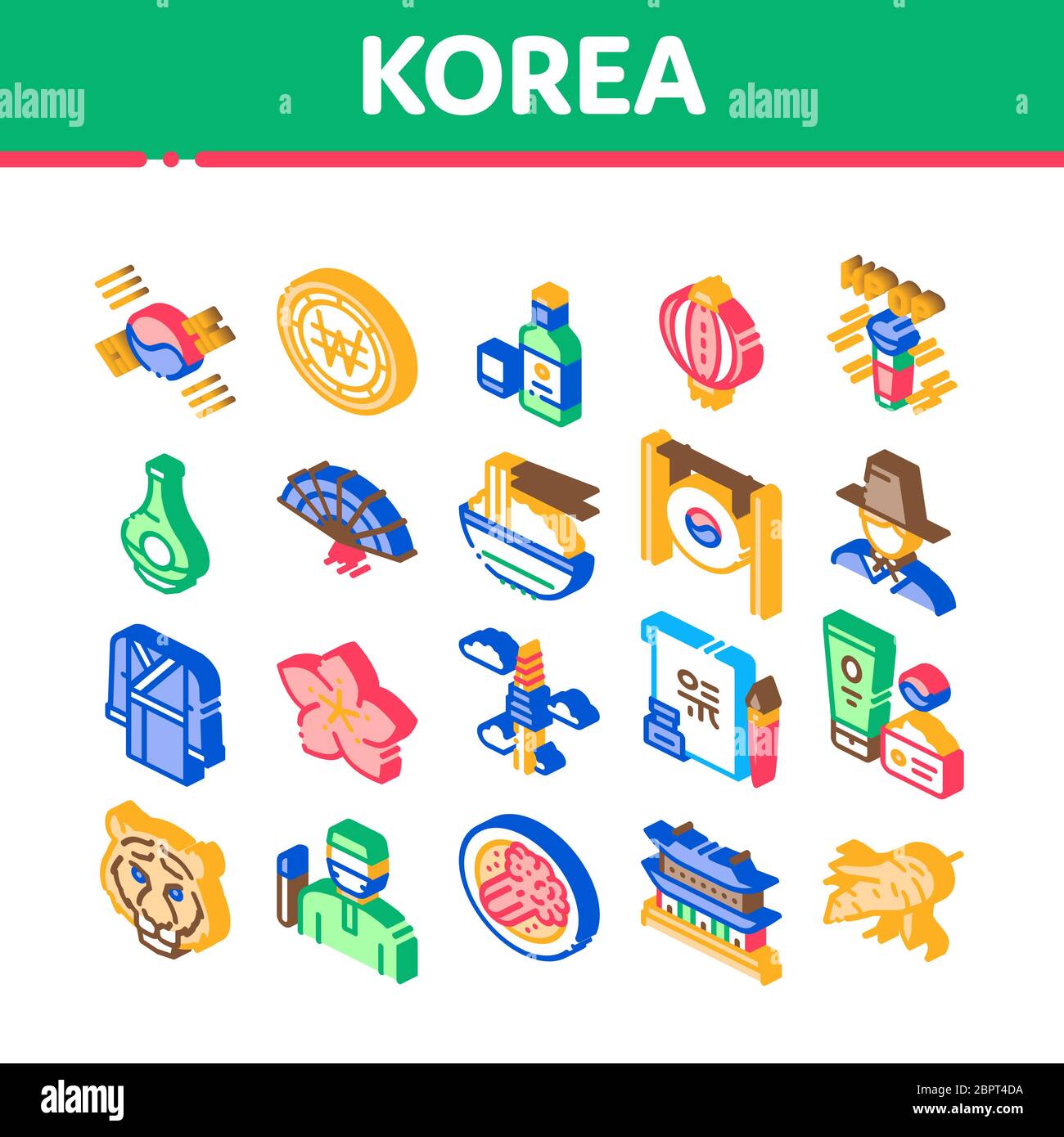Korea Traditional Isometric Icons Set Vector Stock Vector Image & Art ...