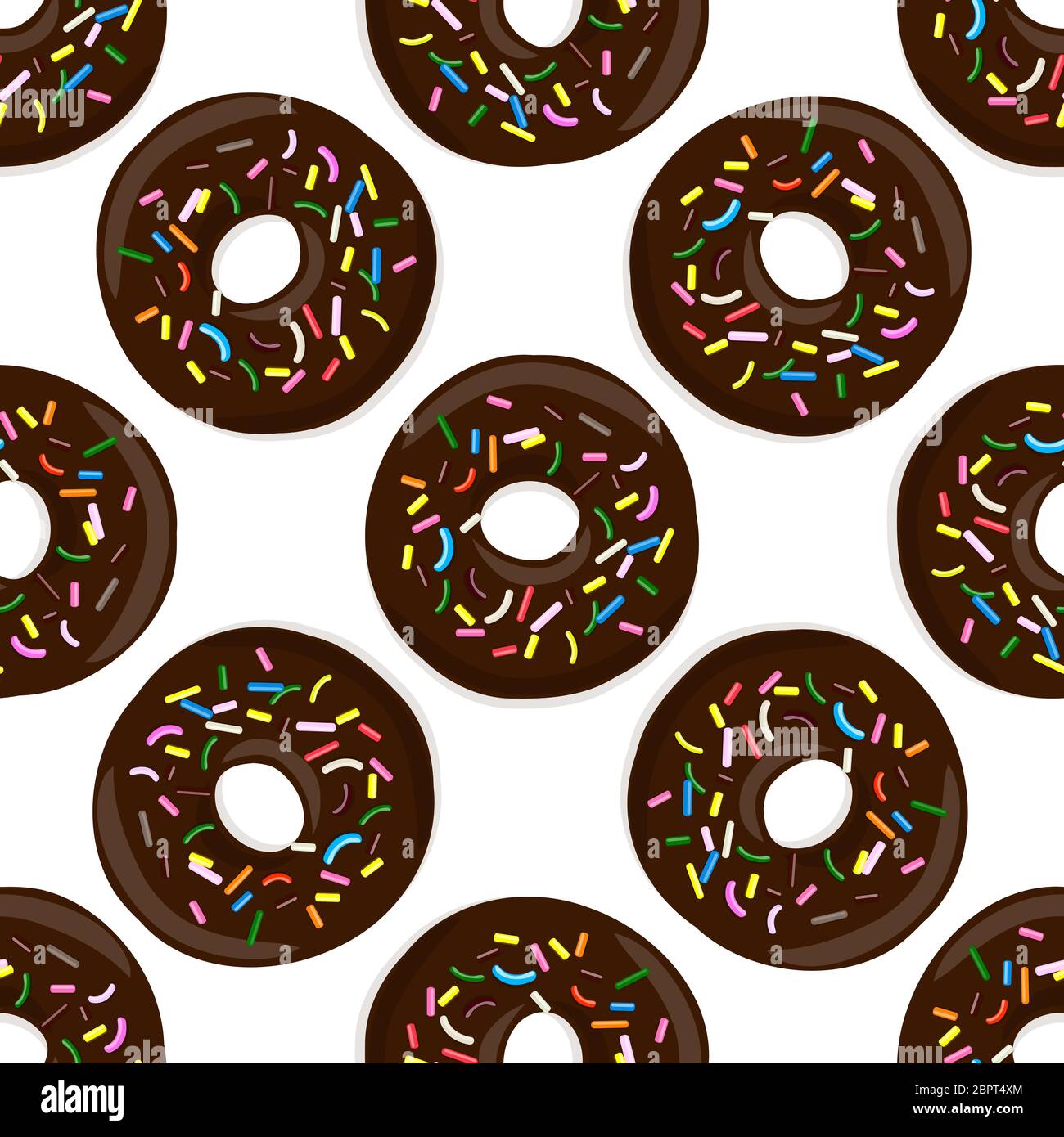 Vector seamless pattern illustration of donuts in chocolate glaze on a ...