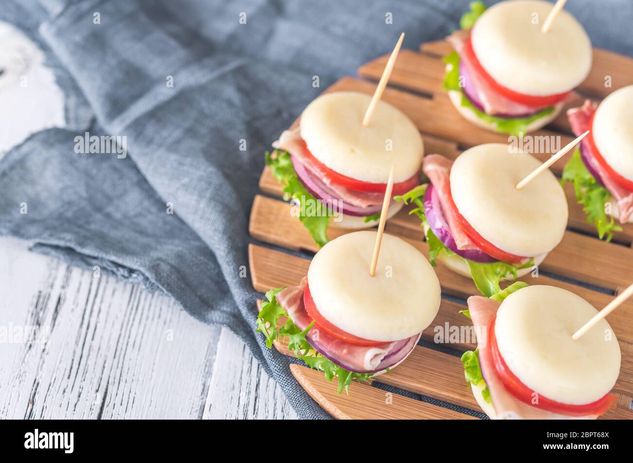 Mini cheese and prosciutto sandwiches Stock Photo Alamy
