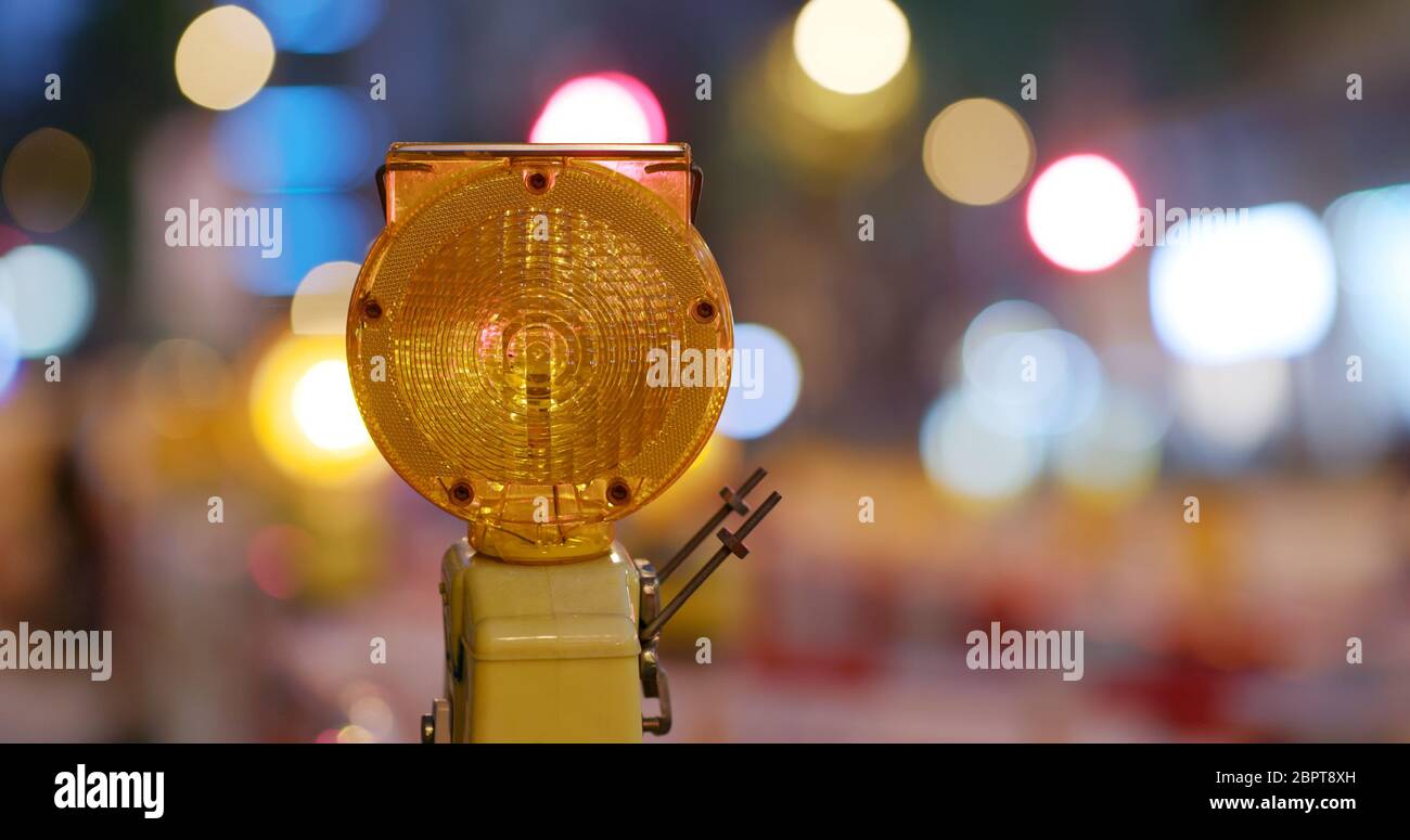 Yellow caution light at street Stock Photo Alamy
