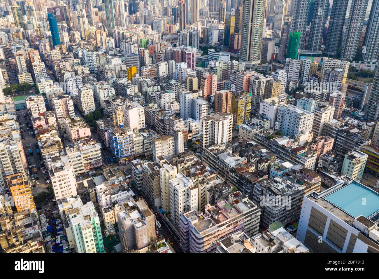 Sham Shui Po, Hong Kong, 11 September 2018:- Aerial view of Hong Kong ...