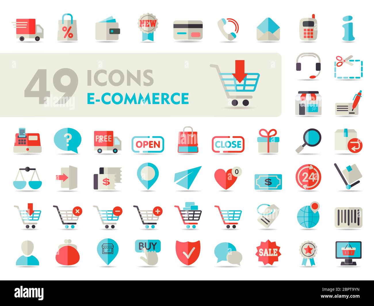E-commerce set vector icons shopping and online. Graph symbol for your ...