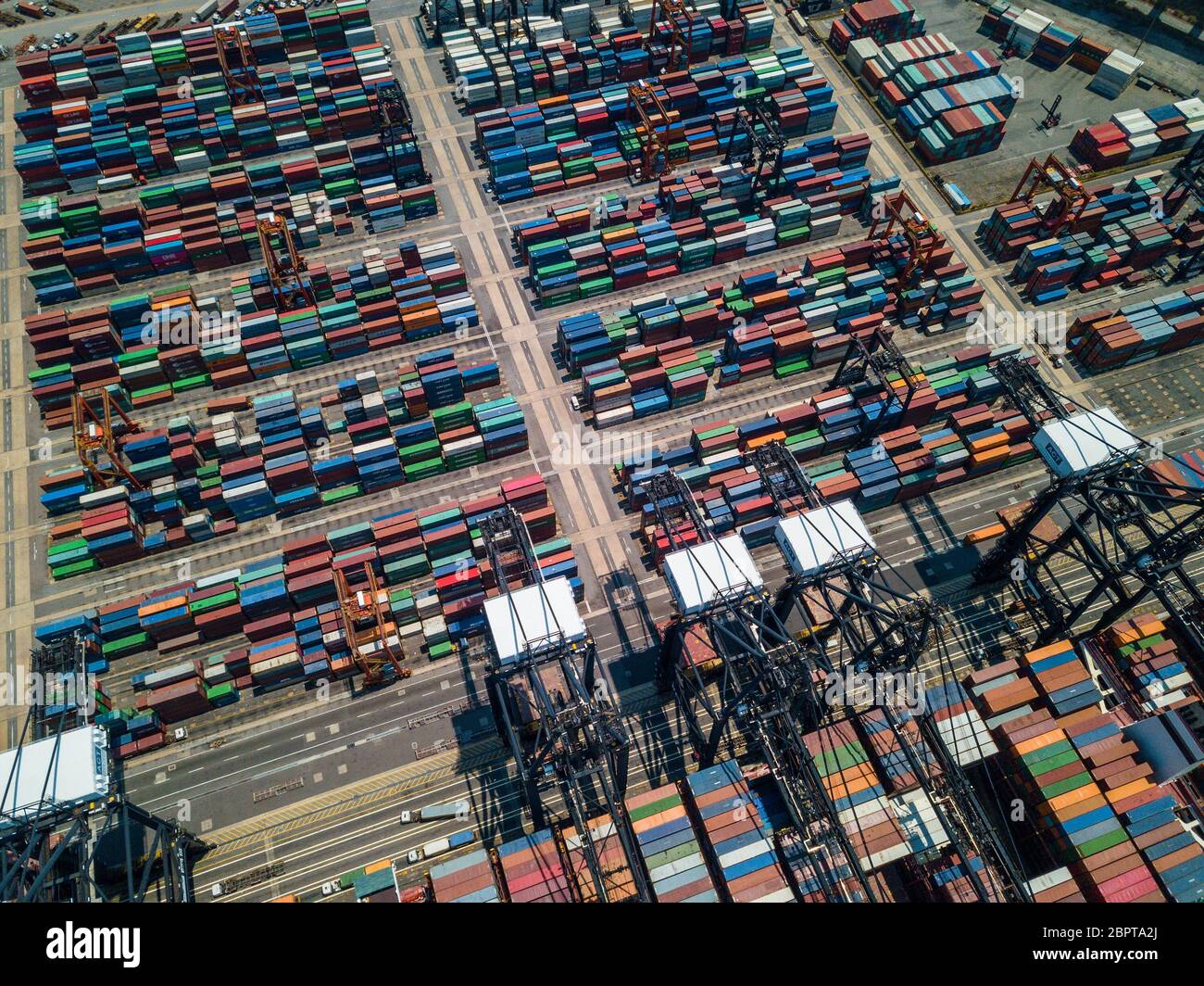 Top view of Kwai Tsing Container Terminals in Hong Kong Stock Photo - Alamy