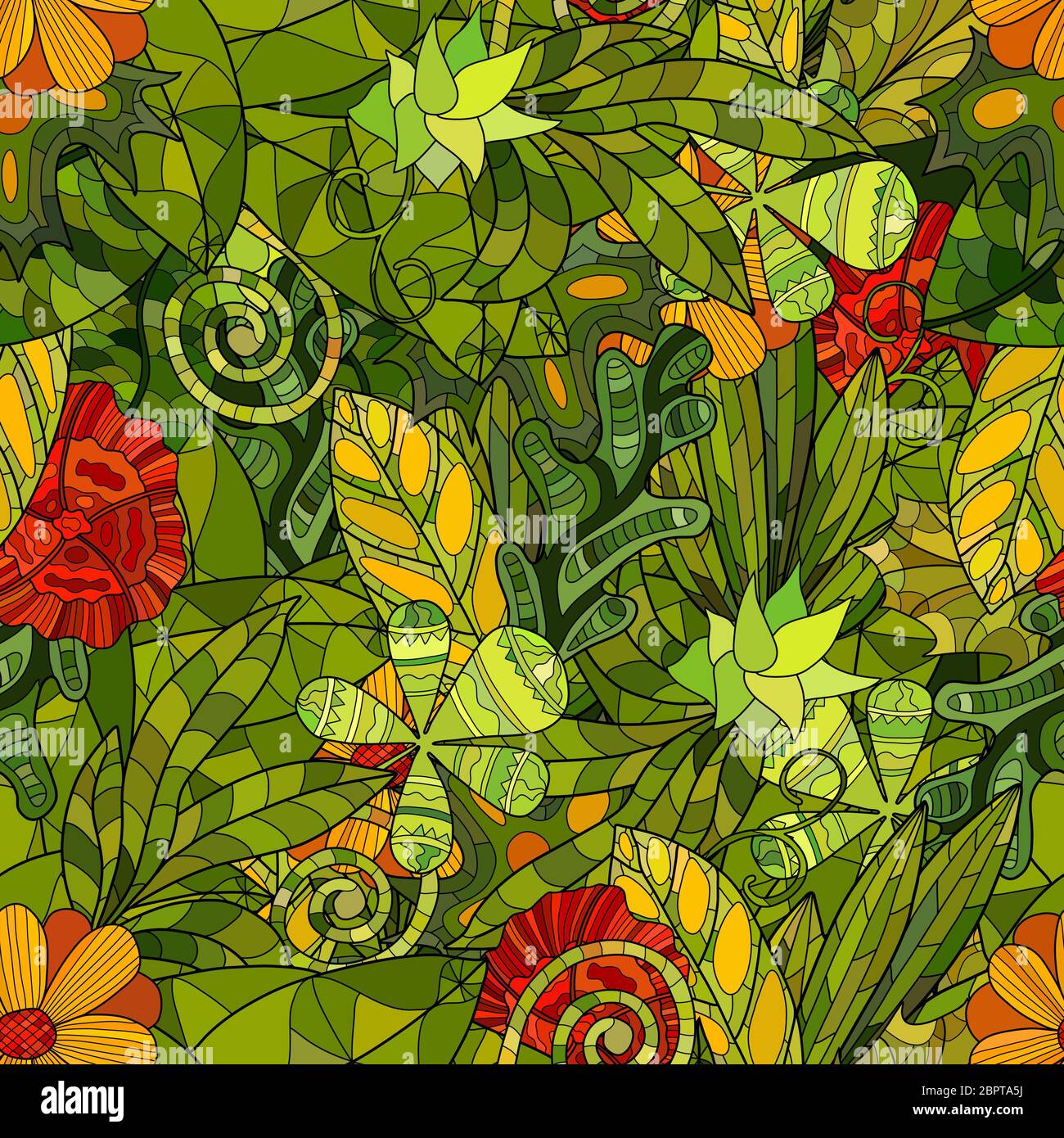hand drawn floral seamless pattern Stock Photo - Alamy