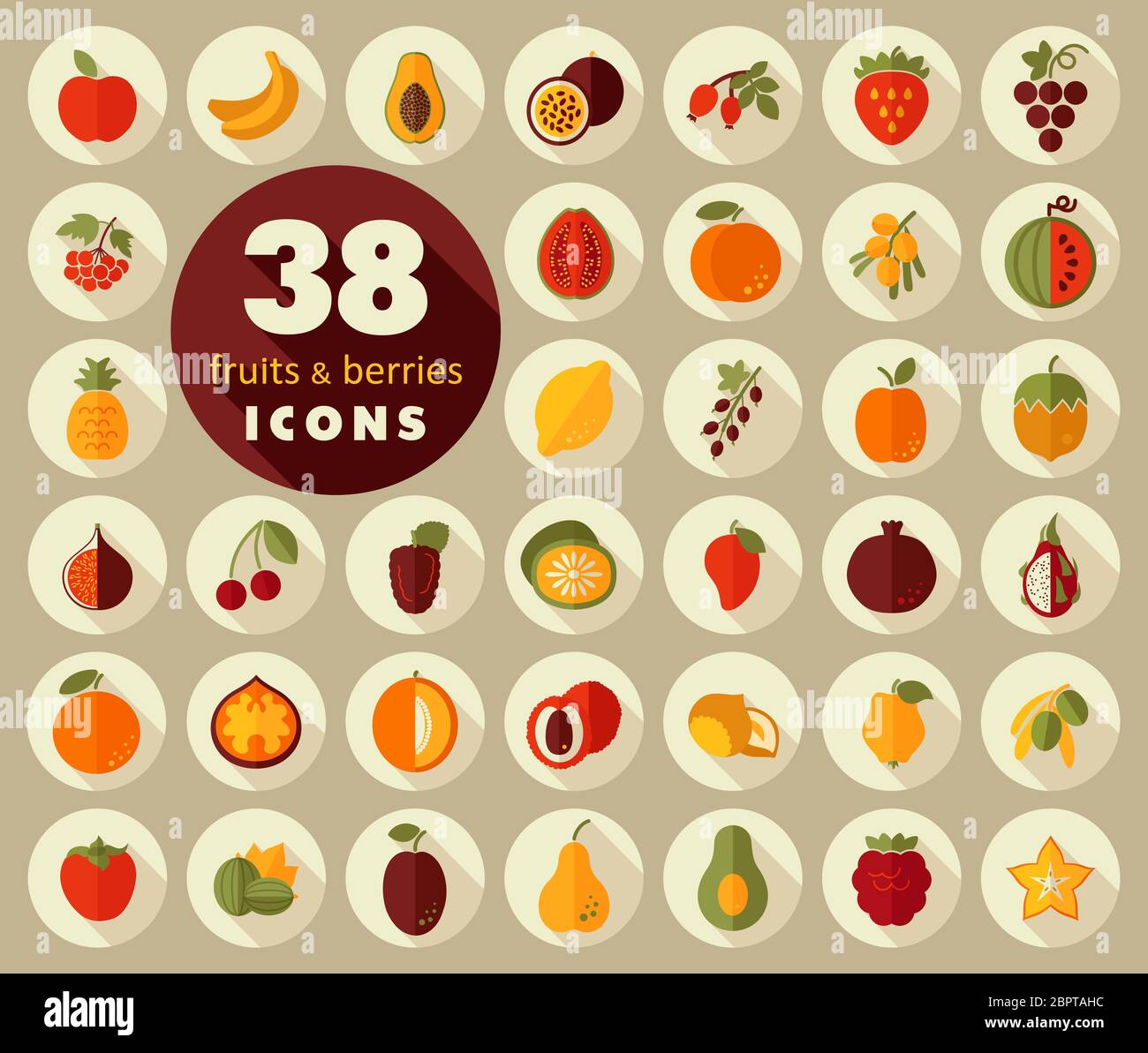 Set of Fruits and Berries icons. Vector illustration, eps 10 Stock ...