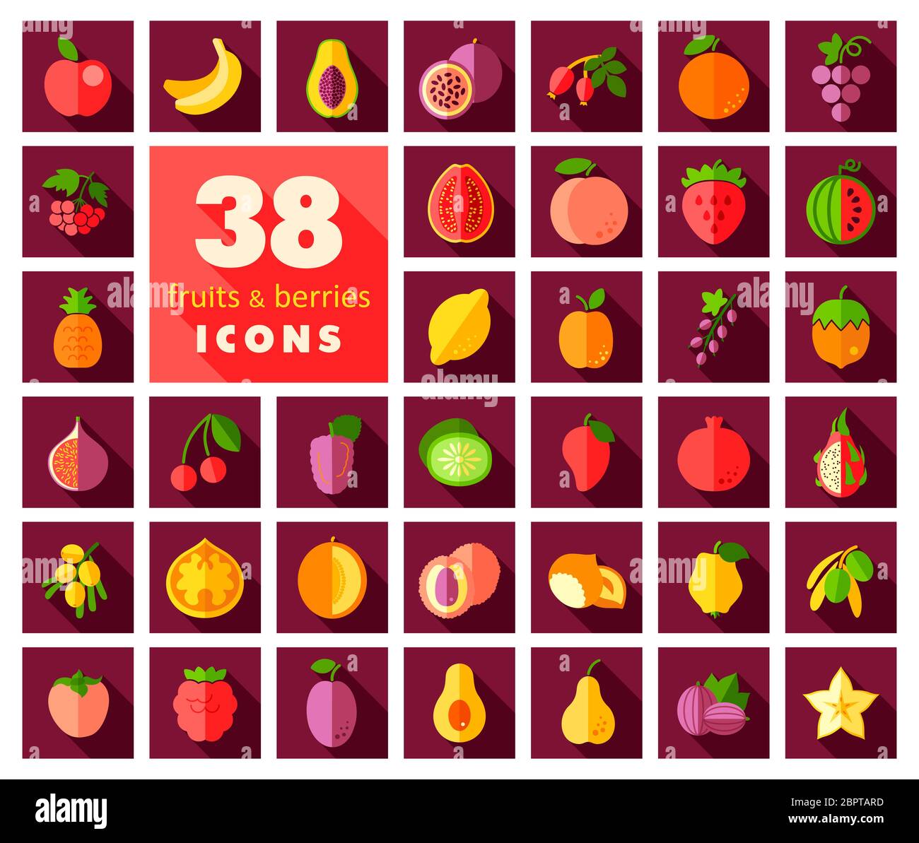 Set of Fruits and Berries icons. Vector illustration, eps 10 Stock ...