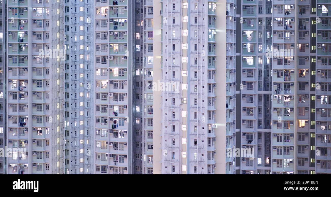 Hong Kong building at night Stock Photo - Alamy