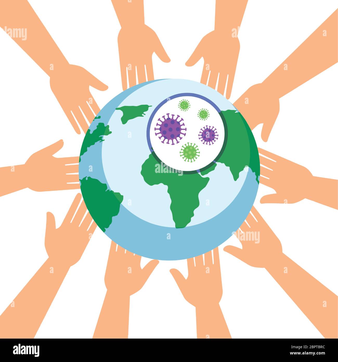 hands and planet earth with covid19 particles Stock Vector Image & Art ...