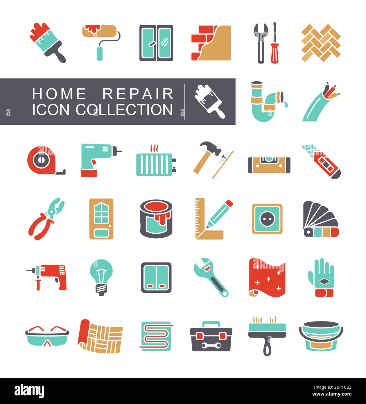 Set of building construction and home repair icons. Vector design and ...