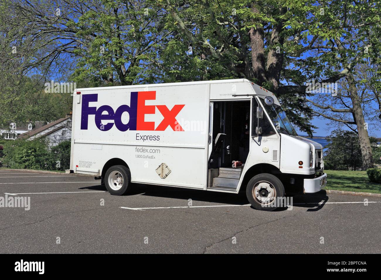 Fedex delivery truck Stony Brook Long Island New York Stock Photo