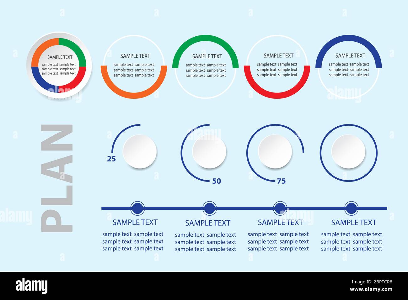 Wave Timeline Modern infographic performance plan as colorful wavy waves, timeline ...