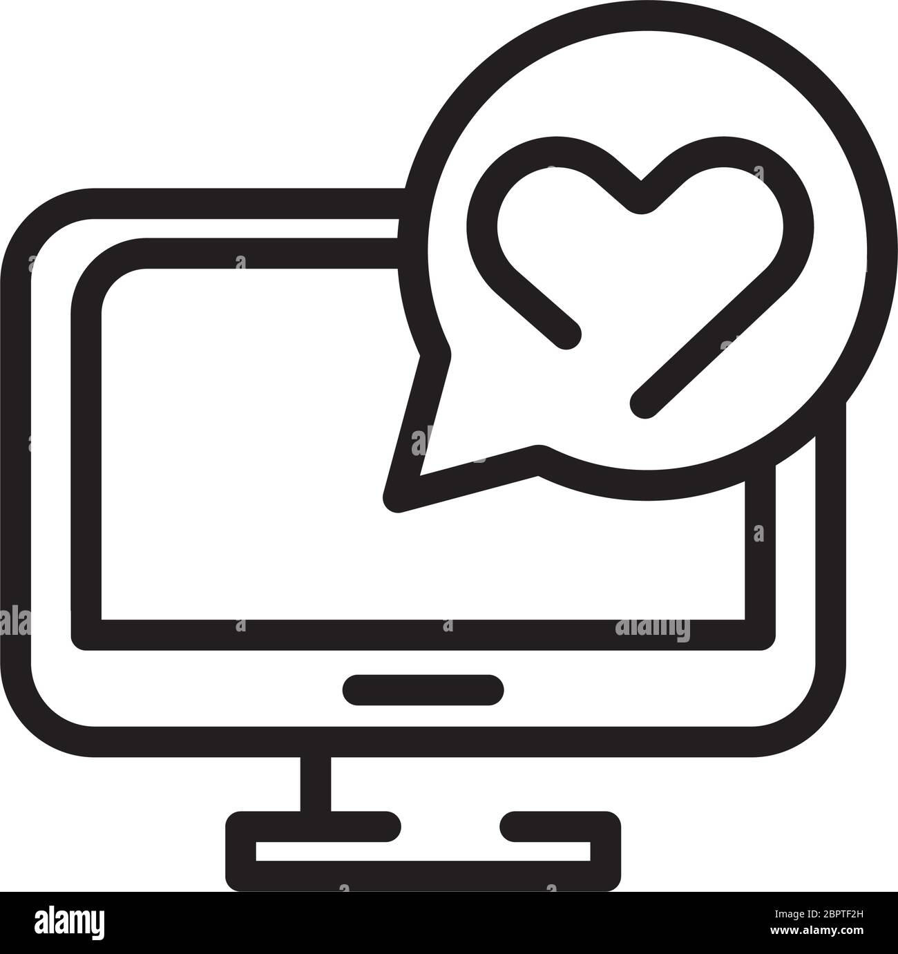 desktop with heart in speech line style icon Stock Vector Image & Art ...