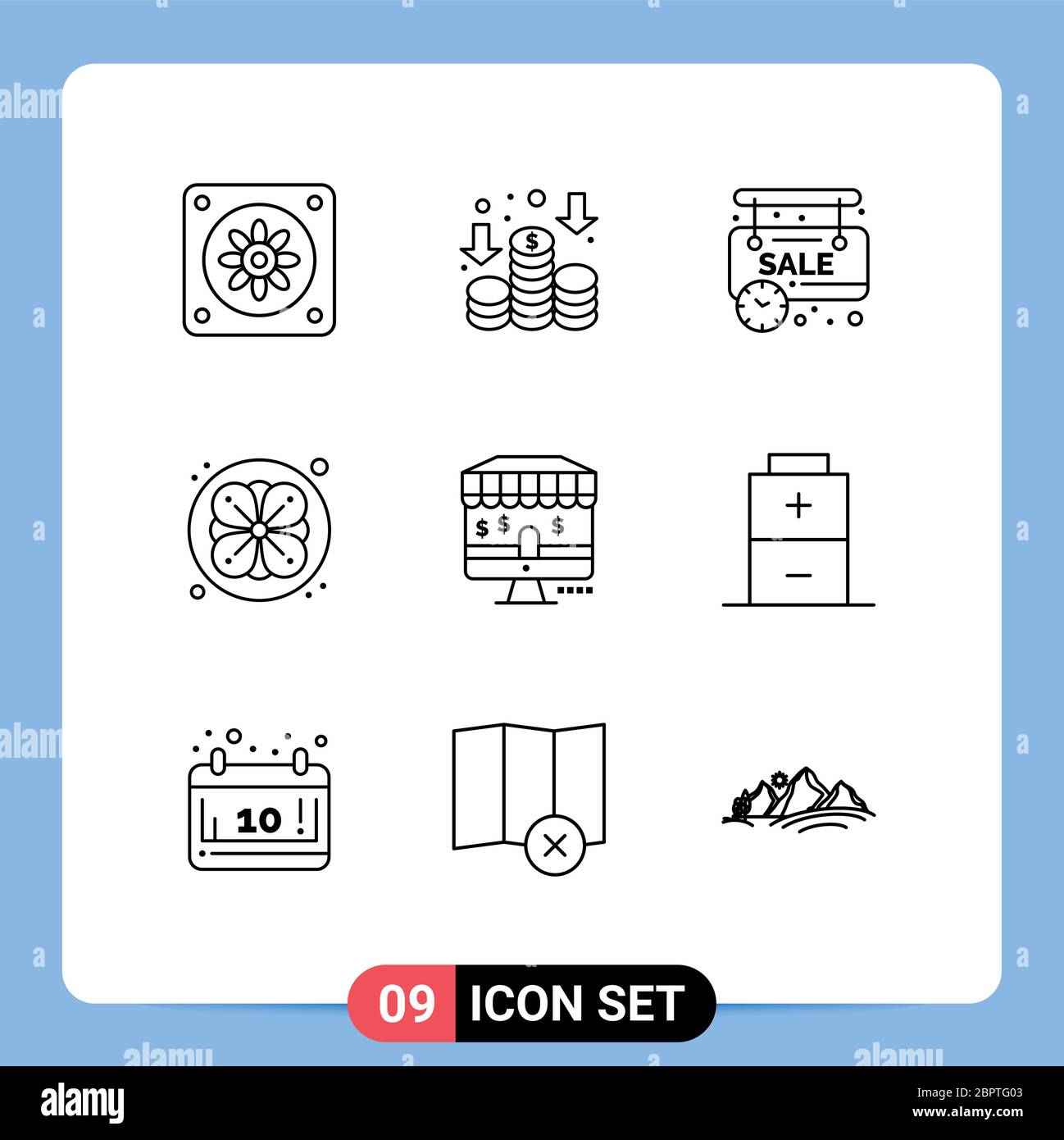 User Interface Pack of 9 Basic Outlines of electric, battery, online shop, shop,  online Editable Vector Design Elements Stock Vector Image & Art - Alamy