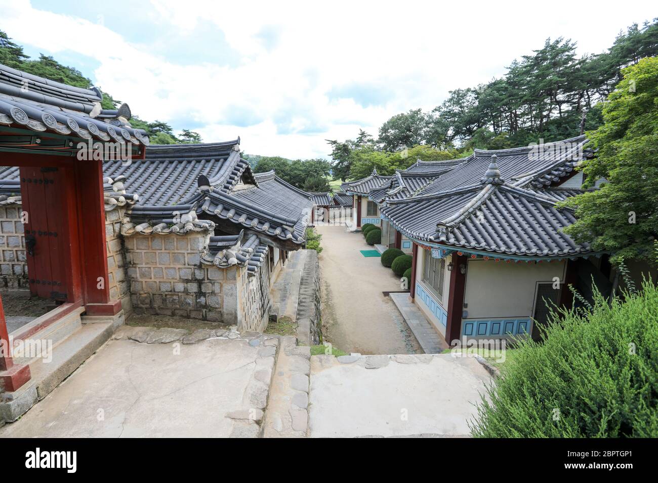 Beautiful Korean traditional houses and alleys. Stock Photo