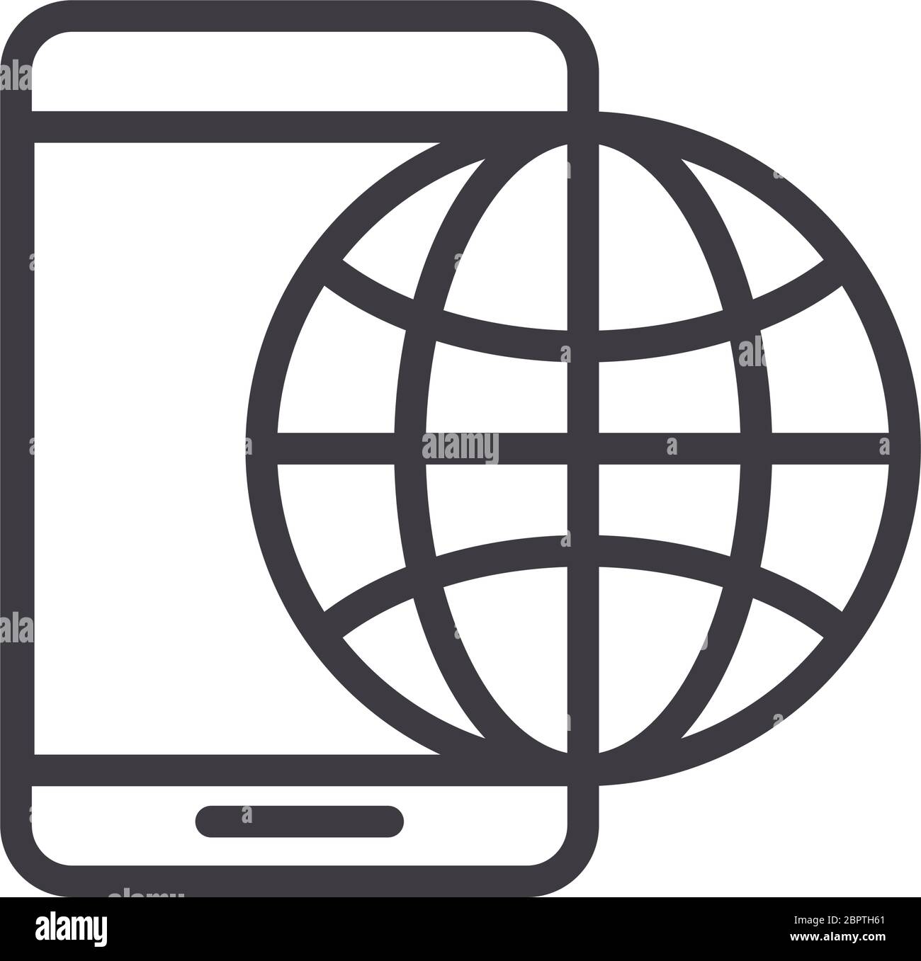 smartphone with sphere browser line style Stock Vector Image & Art - Alamy
