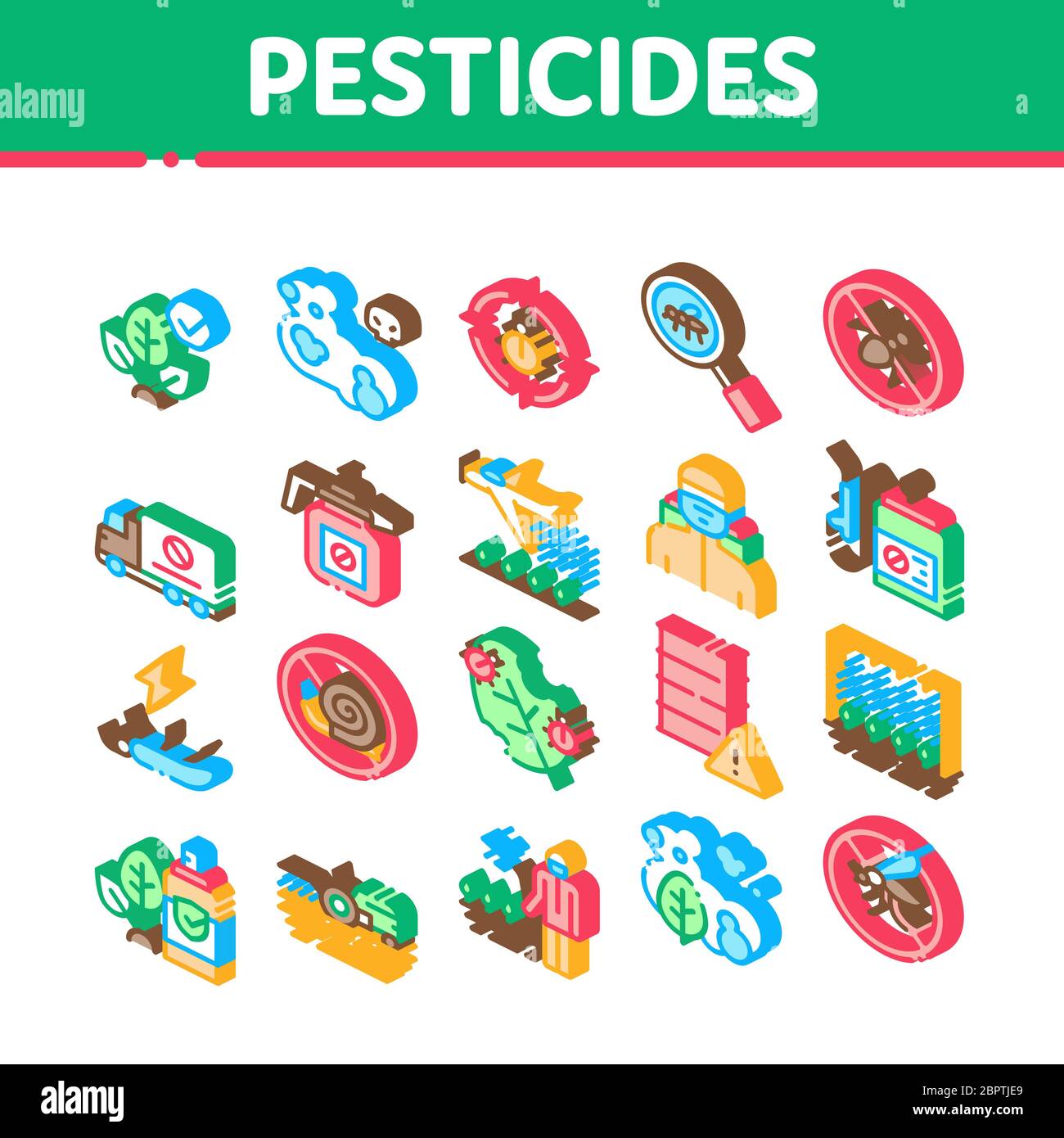 Pesticides Chemical Isometric Icons Set Vector Stock Vector Image & Art ...
