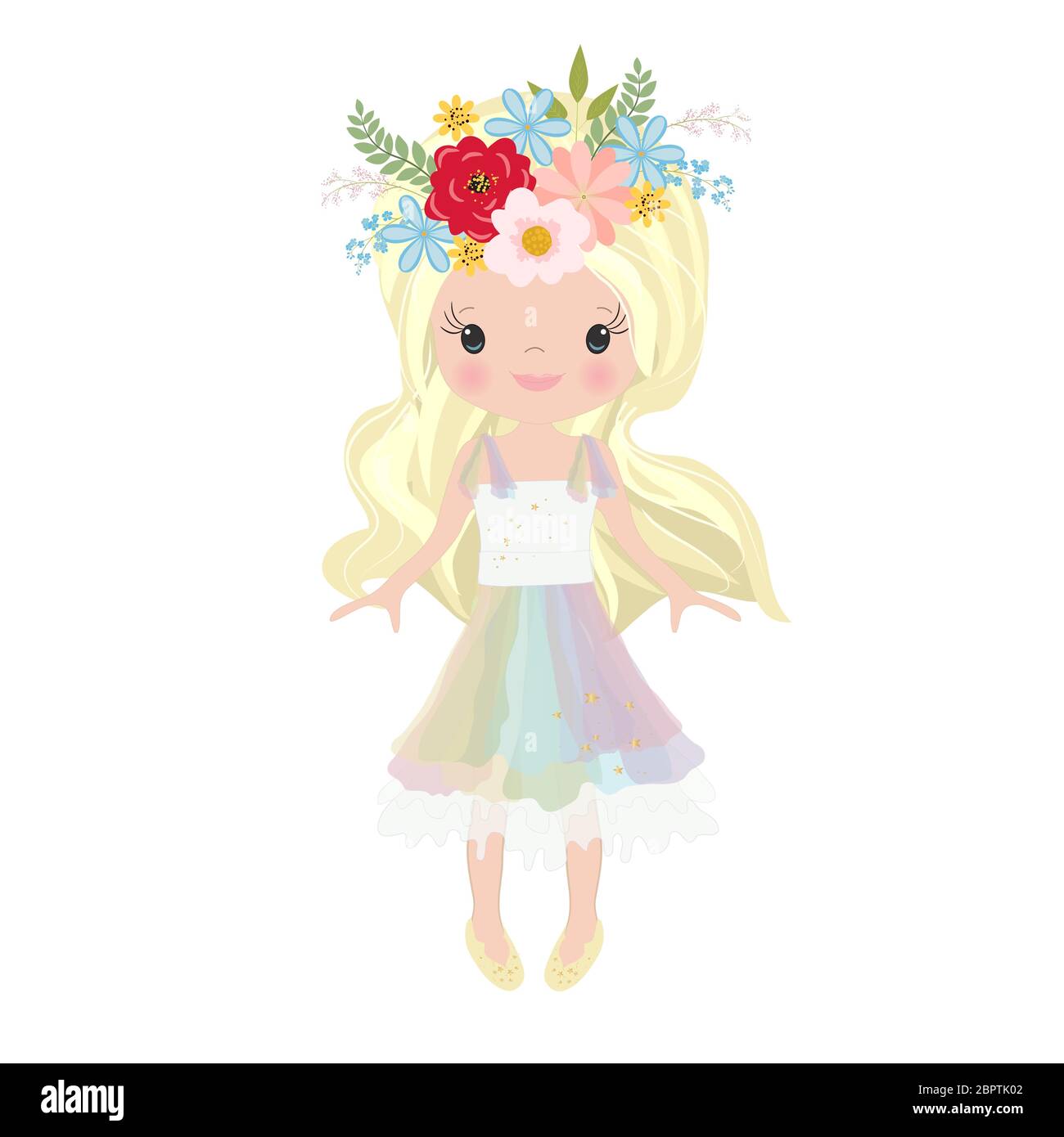 Vector Illustration Beautiful Cute Little Girl Stock Vector Image & Art ...