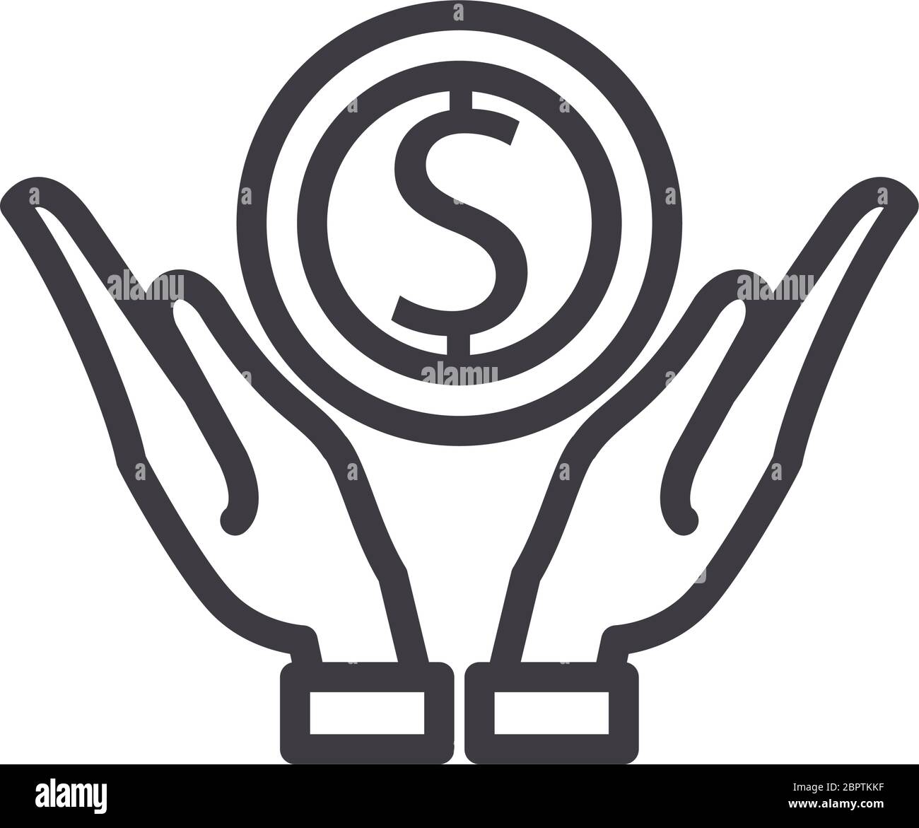 hand with coin money dollar line style Stock Vector Image & Art - Alamy