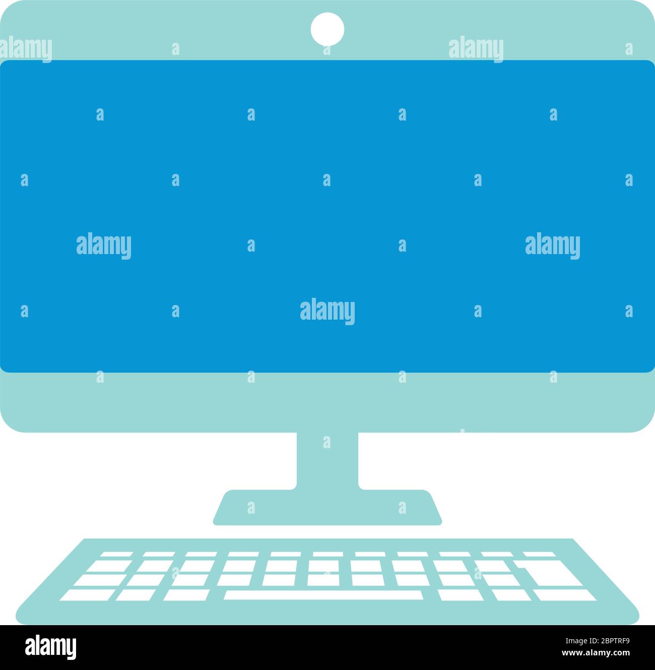 computer monitor and keyboard over white background, flat style, vector