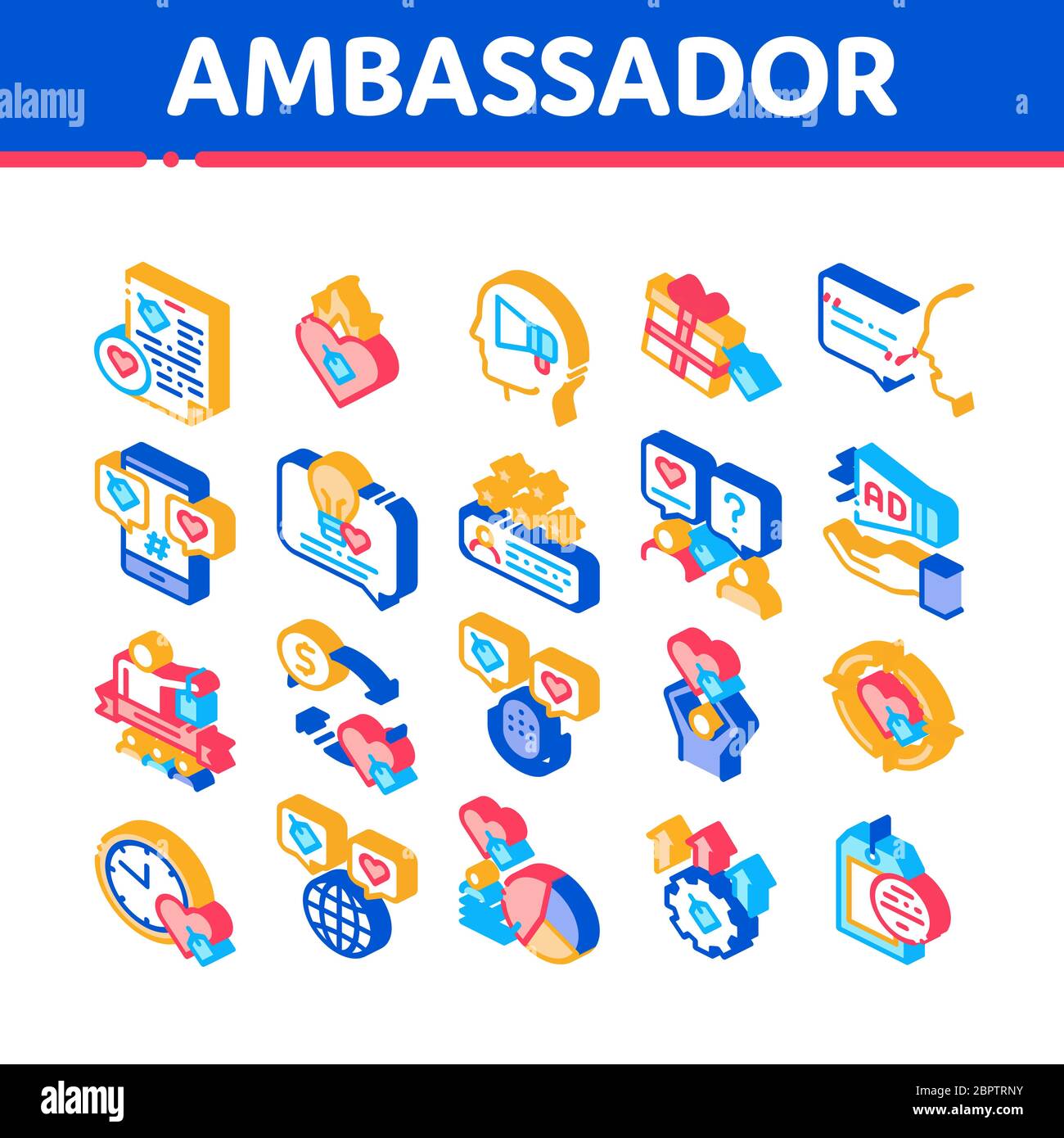 Ambassador Creative Isometric Icons Set Vector Stock Vector