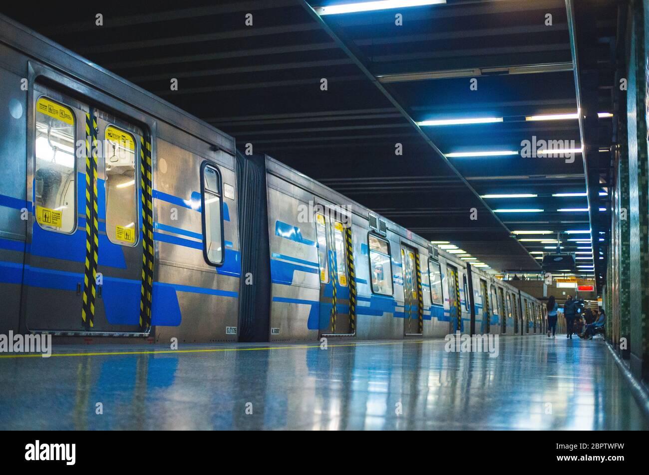SANTIAGO, CHILE - SEPTEMBER 2018: A Santiago Metro train at Line 2 Stock Photo
