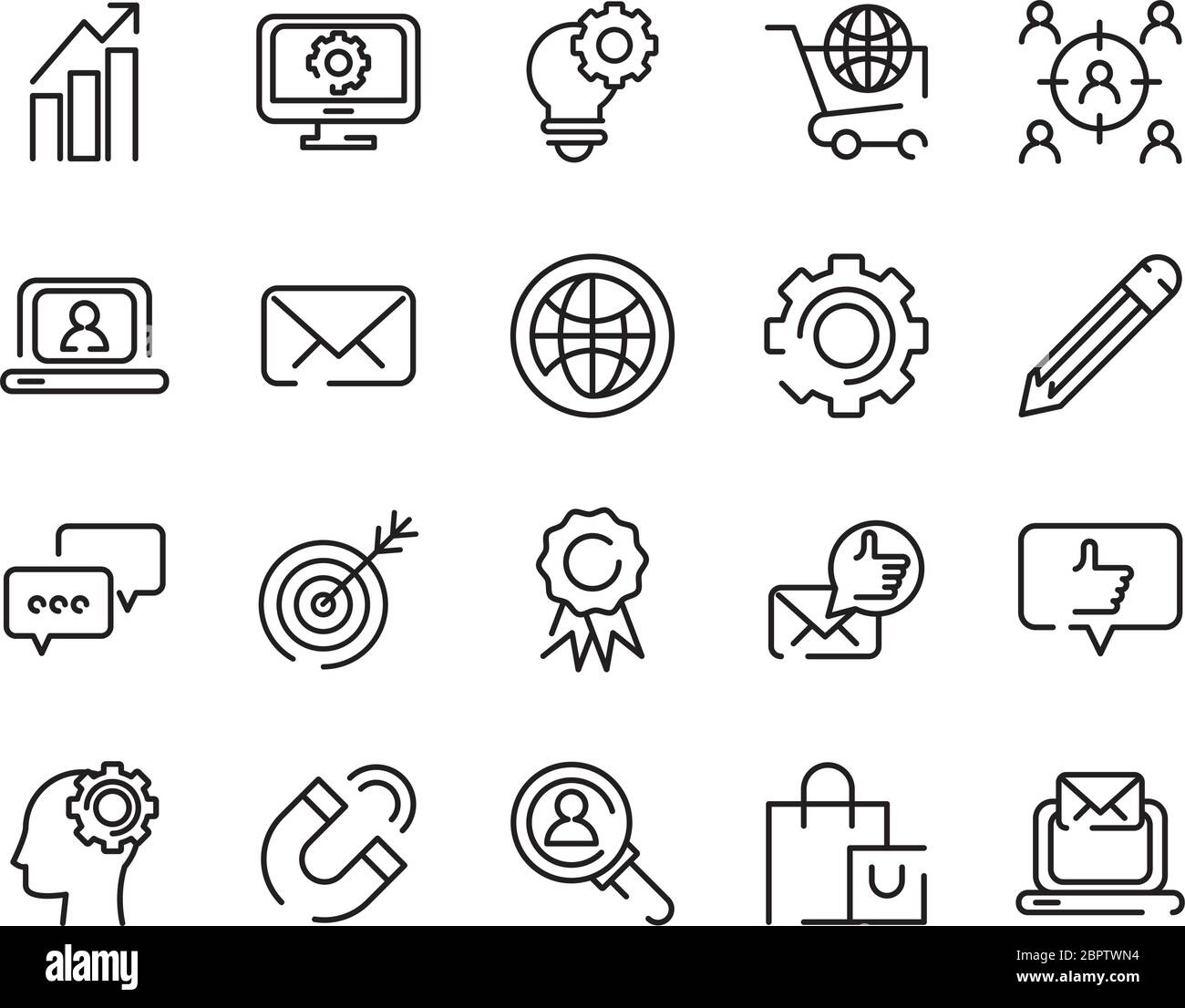 social media marketing set icons Stock Vector Image & Art - Alamy