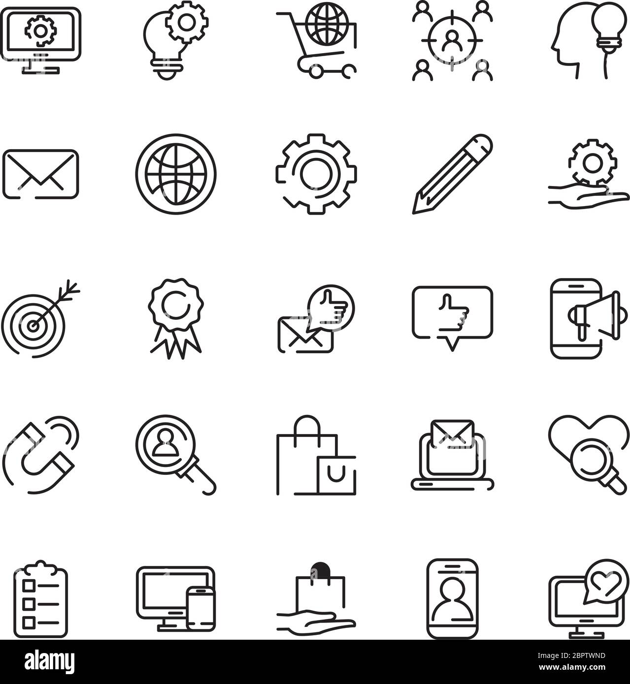 social media marketing set icons Stock Vector Image & Art - Alamy