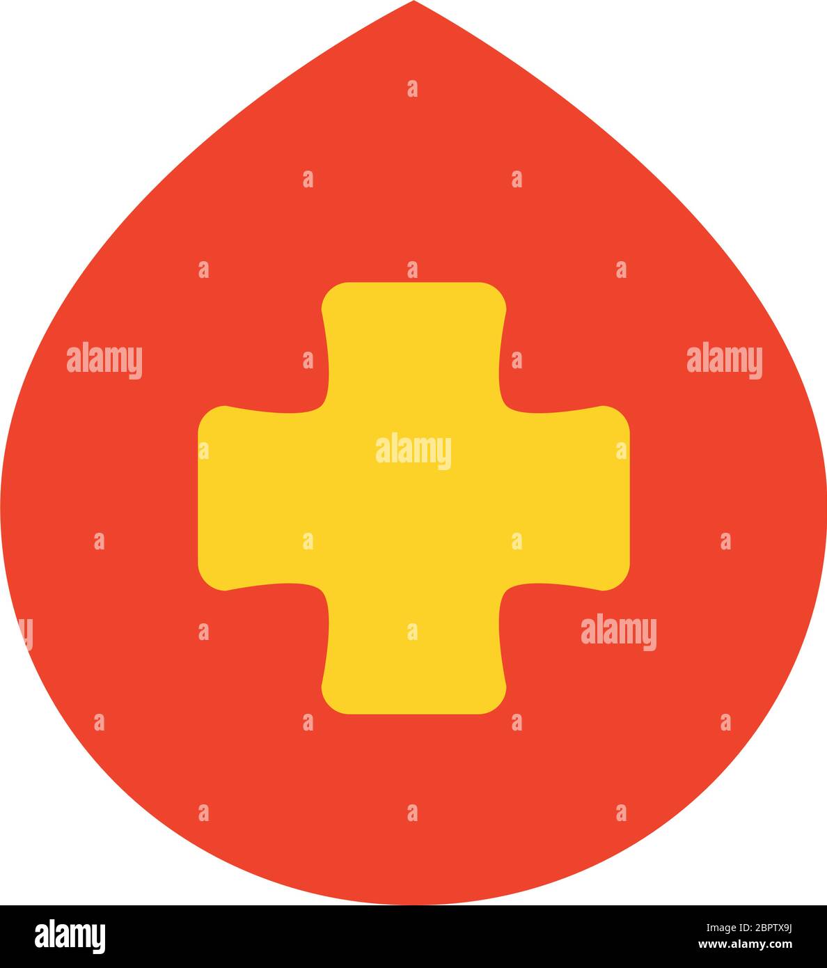 stop the spread concept, blood drop with medical cross icon over white ...