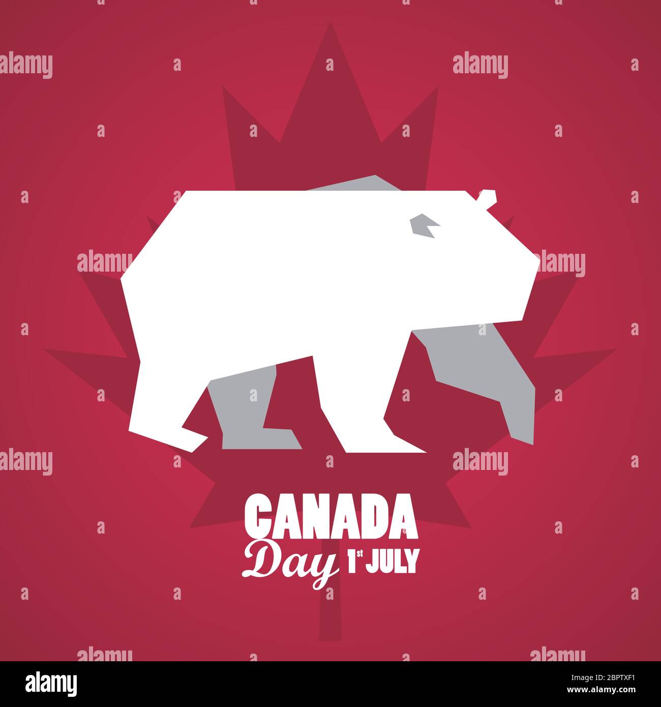 first july canada day celebration poster with bear Stock Vector