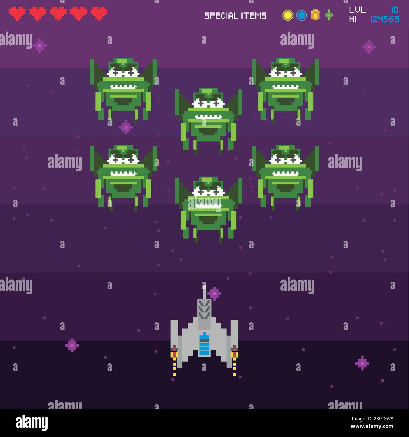 retro video game space pixelated scene Stock Vector Image & Art - Alamy