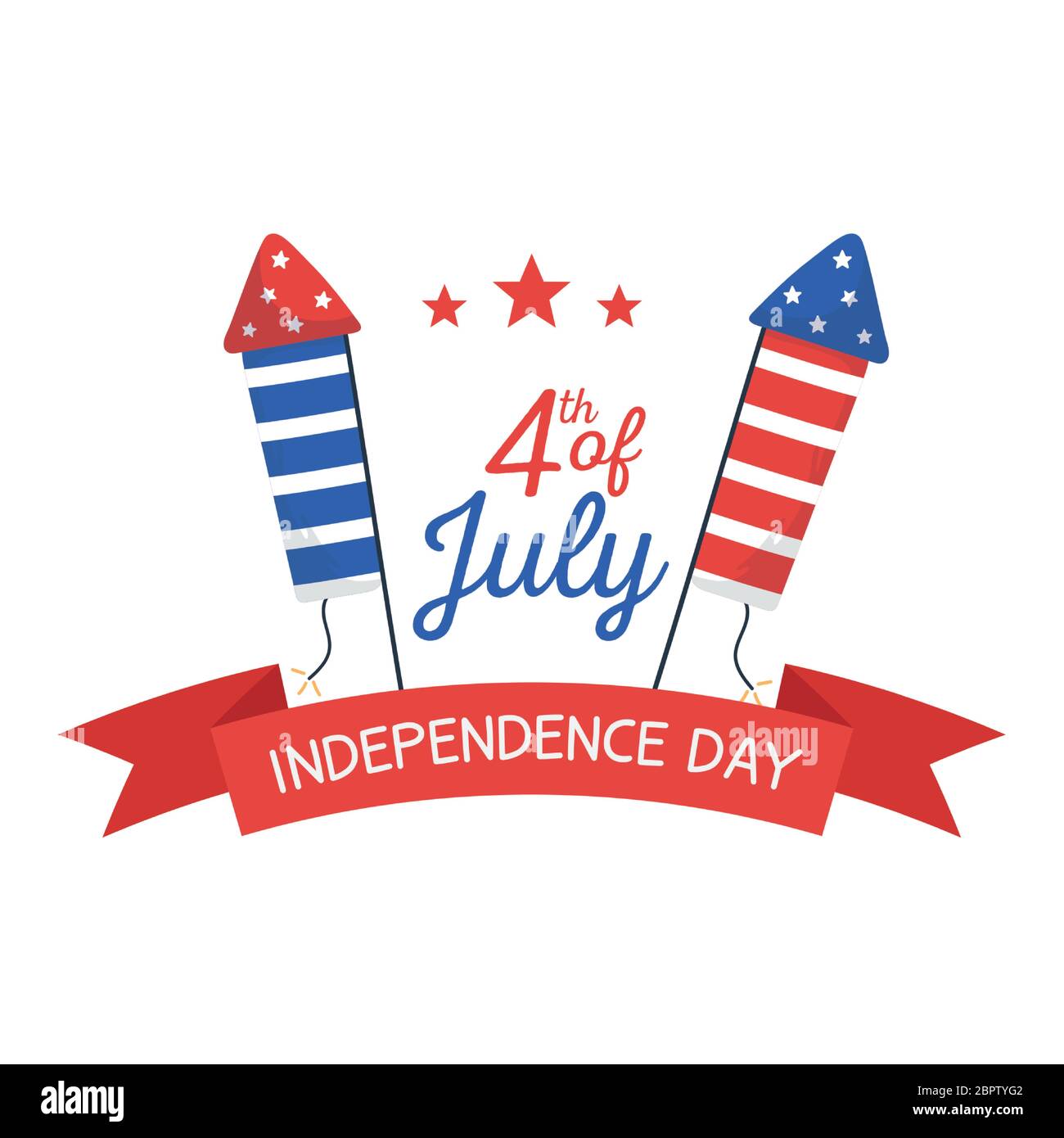 Fireworks with ribbon design, Independence day happy 4th july and usa