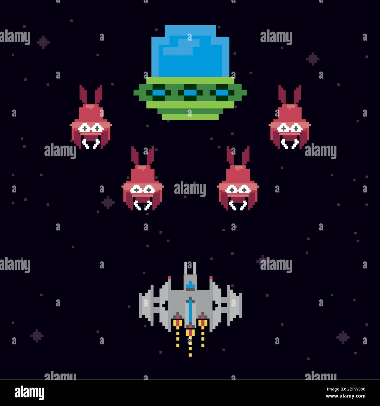 retro video game space pixelated scene Stock Vector Image & Art - Alamy