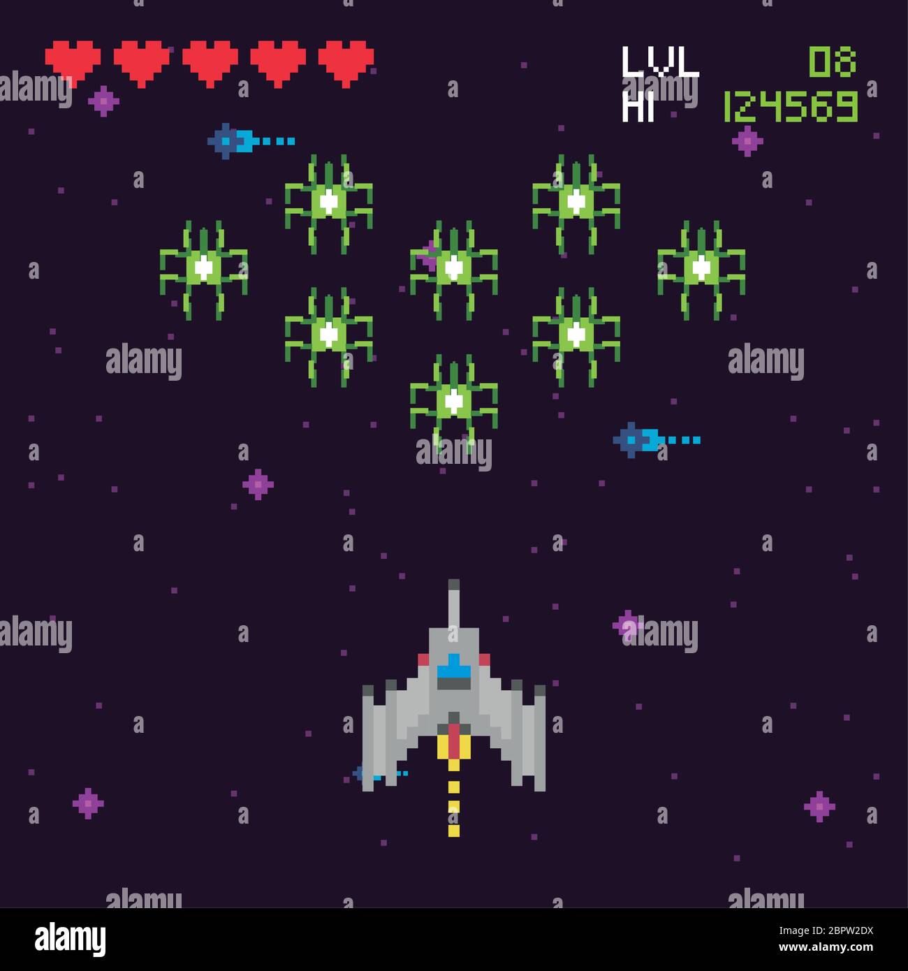 retro video game space pixelated scene Stock Vector Image & Art - Alamy